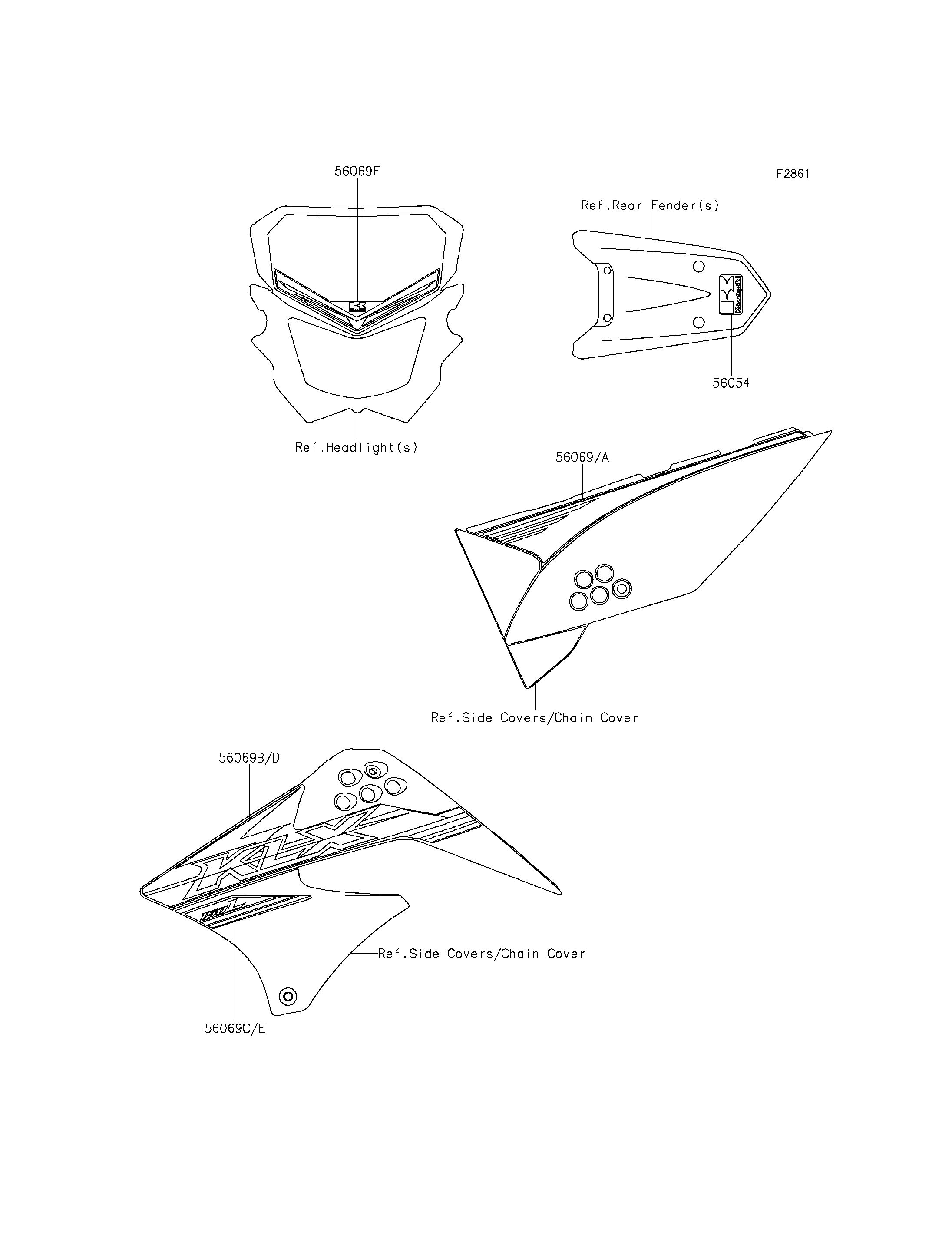 STICKER POUR KLX150L KLX150EEF VERT 2014
