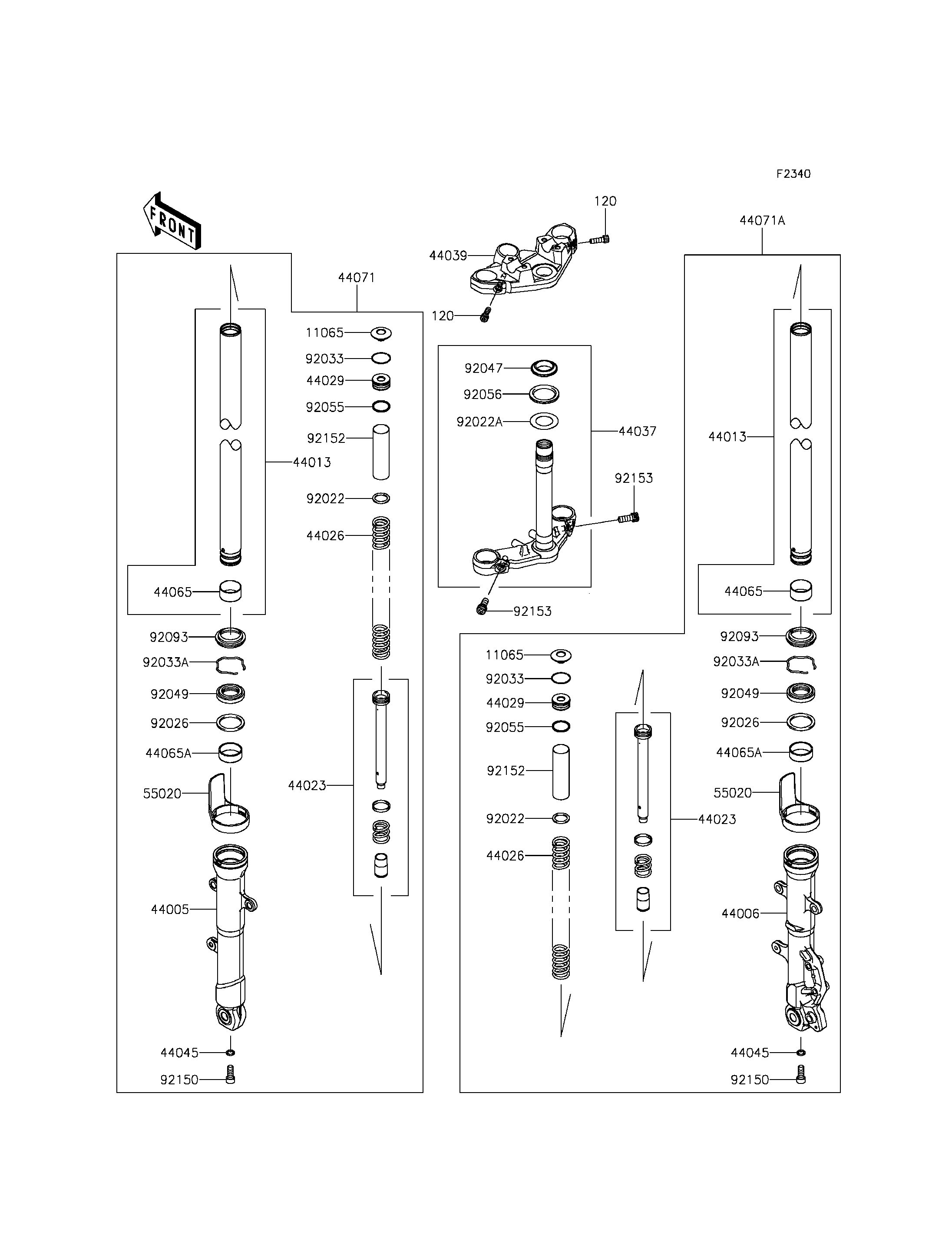FOURCHE POUR Z300 ABS ER300BFF GRIS 2015