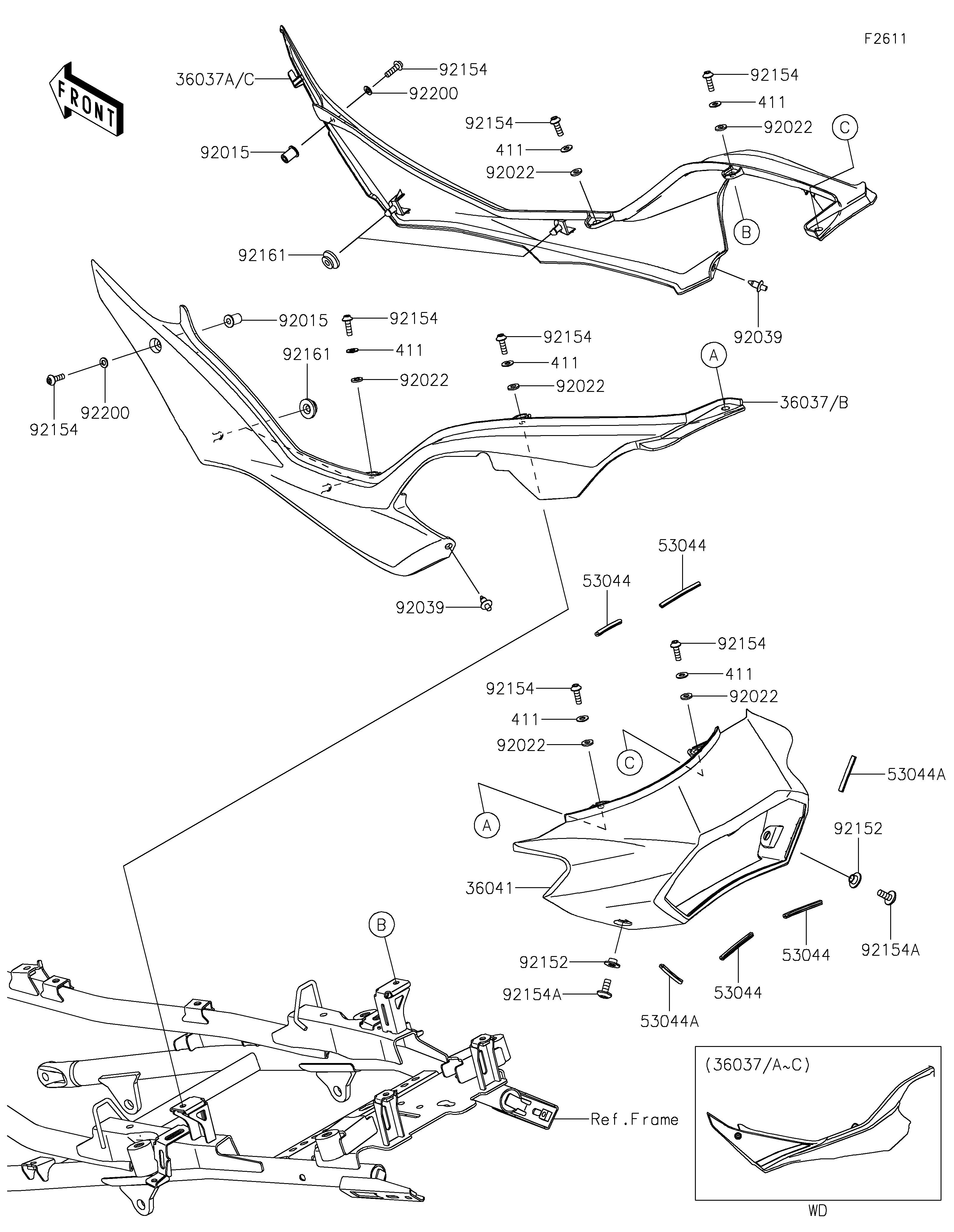 CACHE LATERAL POUR VERSYS 1000 S KLZ1000ERFNN GRIS 2024