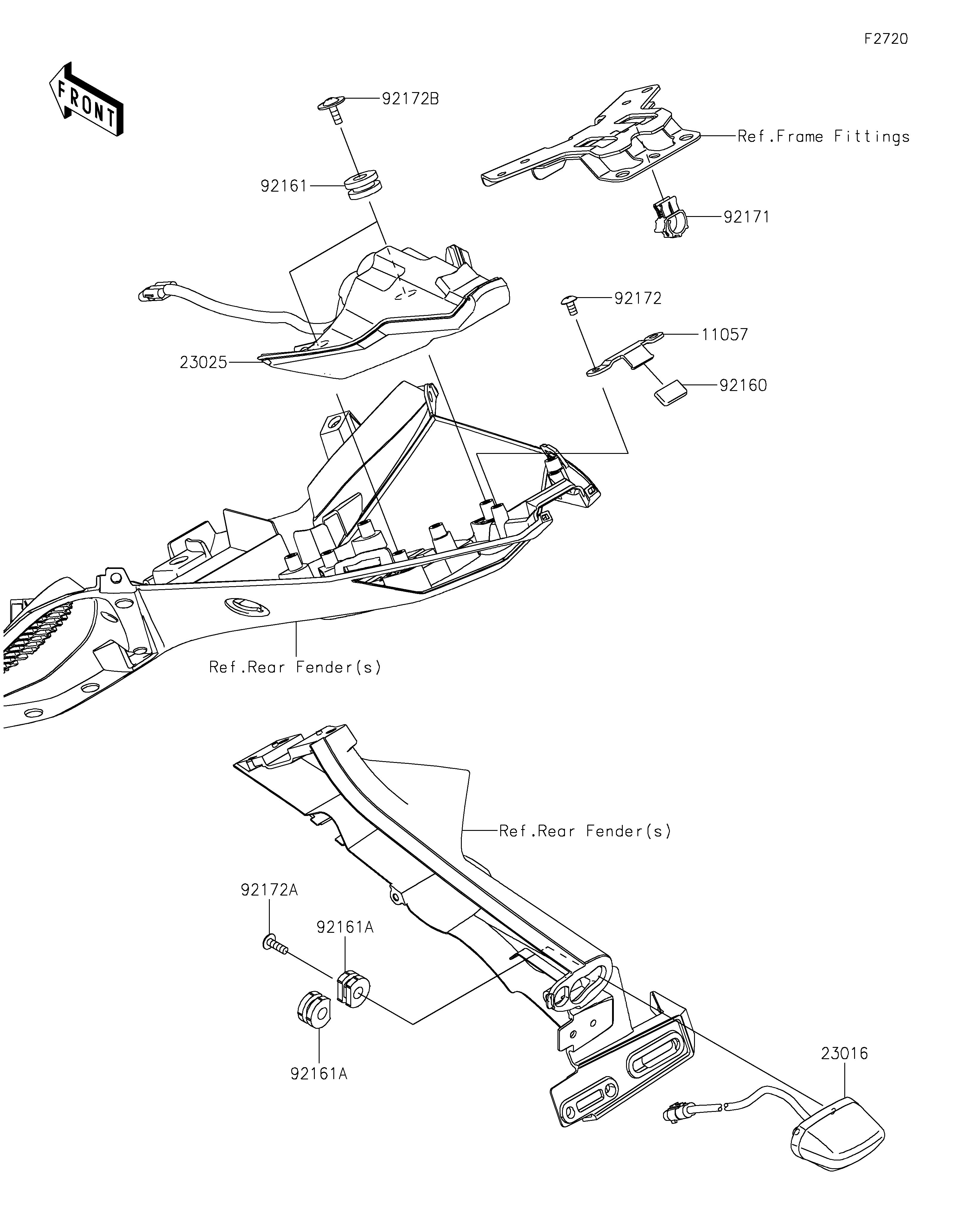 FEUX ARRIERES POUR NINJA 7 HYBRID CX500ARFNN TITANE 2024