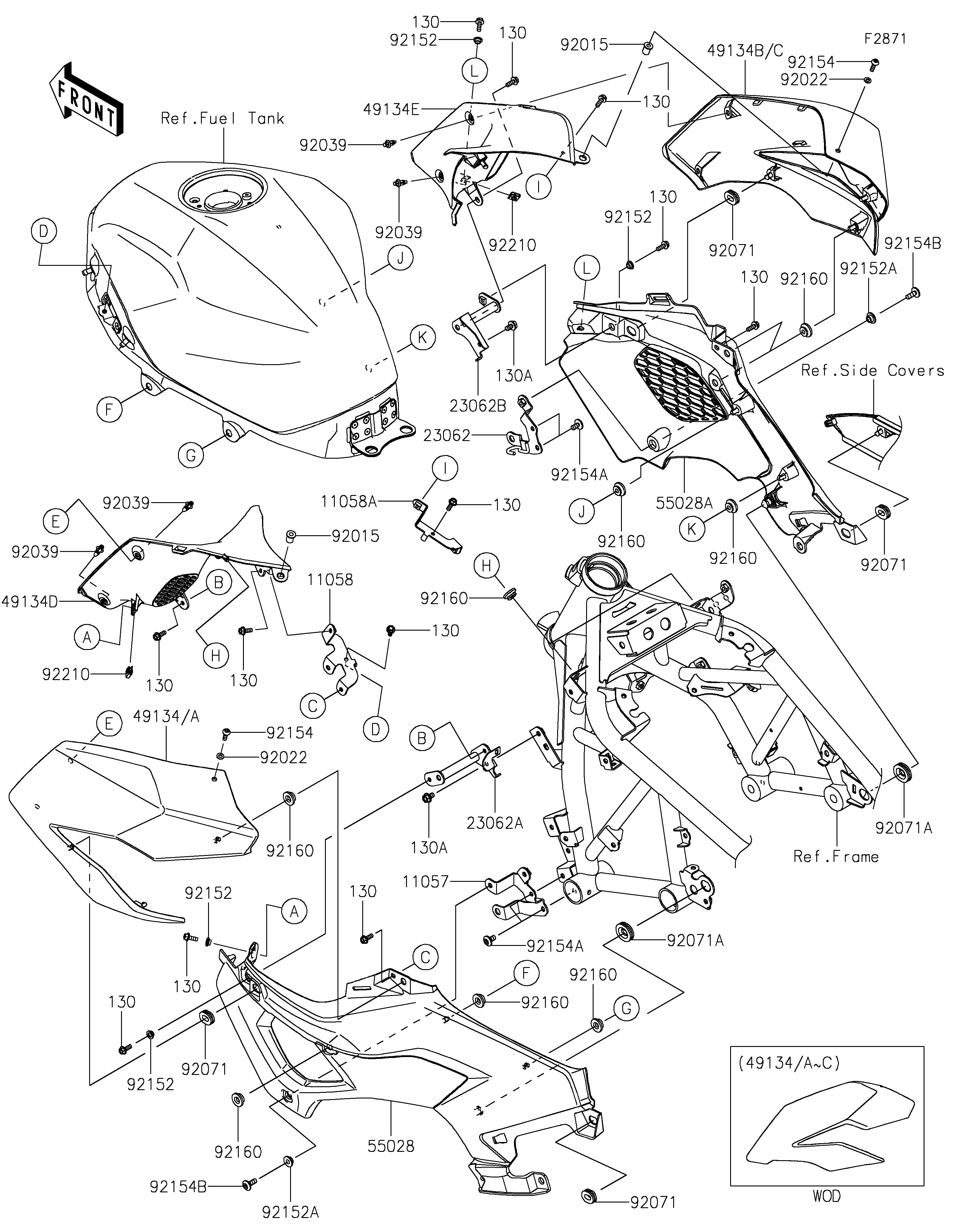 CARENAGECENTRALE POUR Z7 HYBRID CR500ARFNN GRIS 2024
