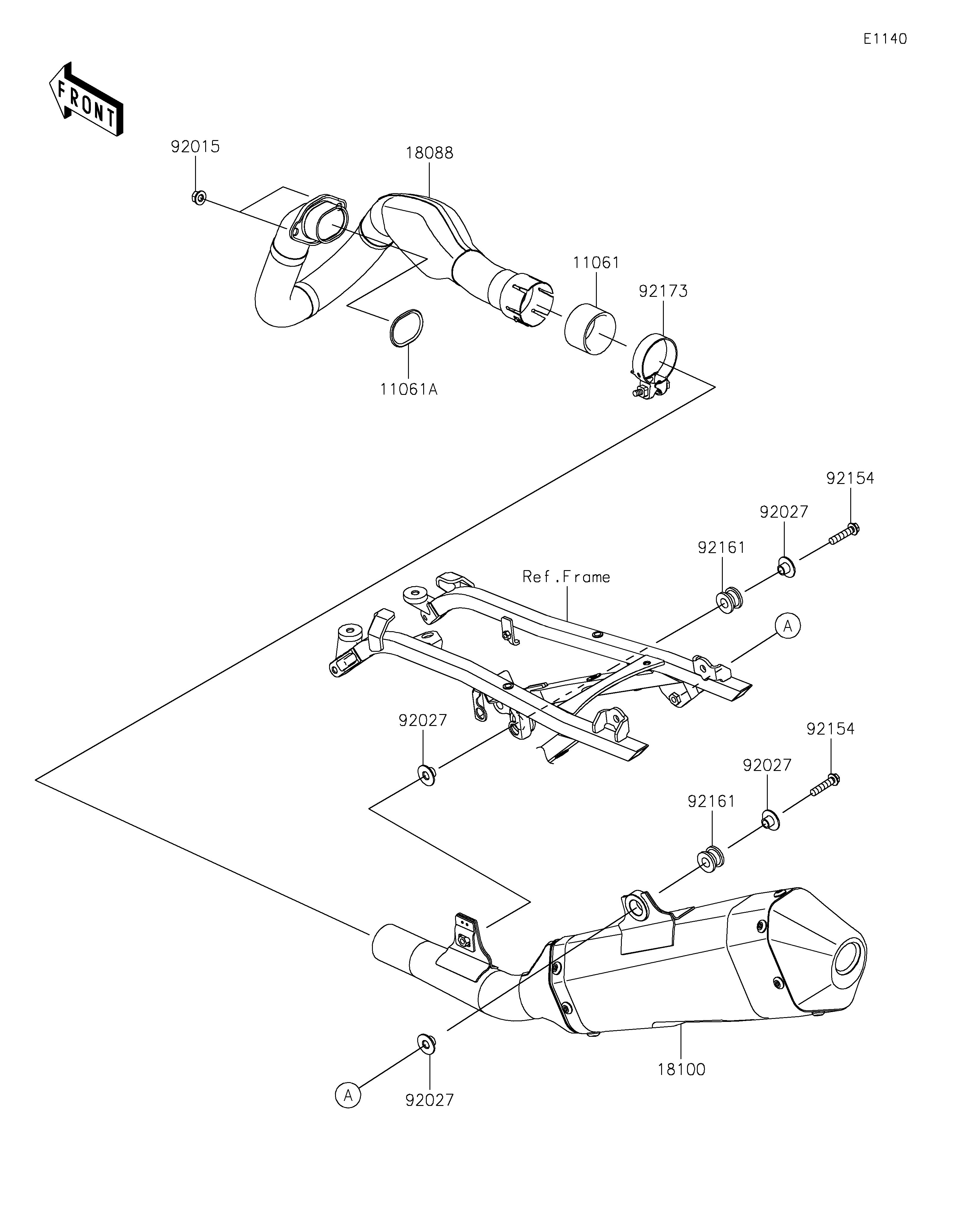 ECHAPPEMENT POUR KX450 KX450MSFNN VERT 2025 EUROPE