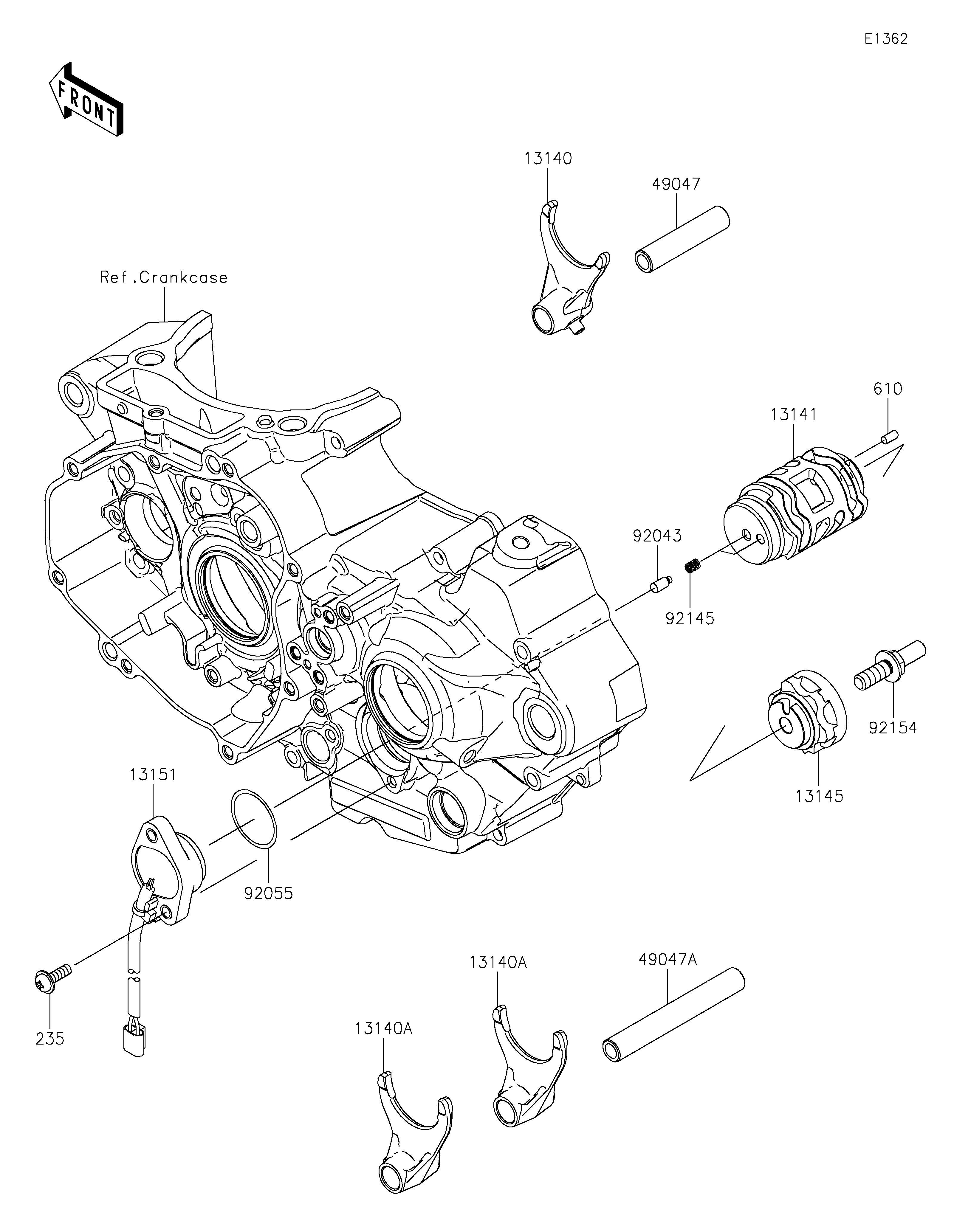 FOURCHETTEBARRILLET DE SELECTION POUR KX450 KX450MRFAN VERT MAT 2024 EUROPE