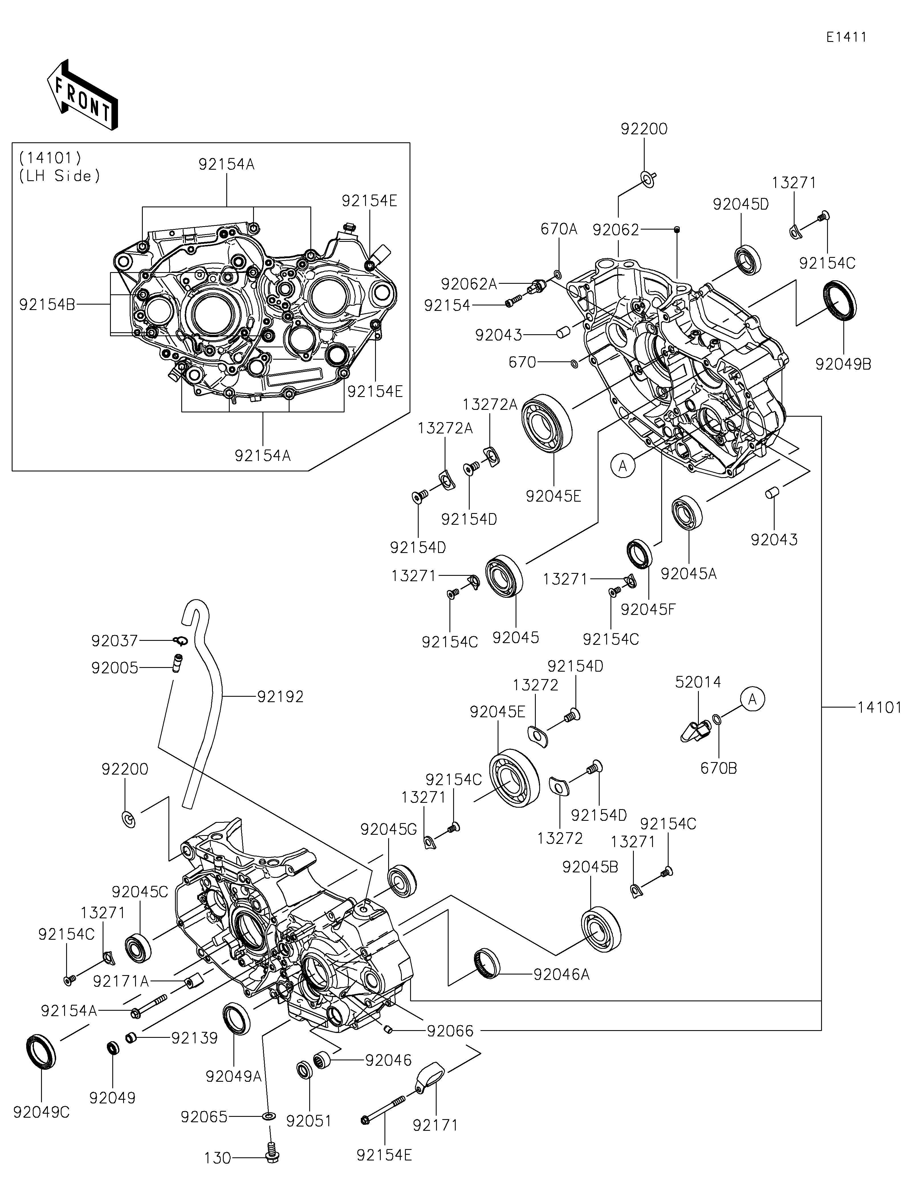 CARTER MOTEURS POUR KX450 KX450MRFAN VERT MAT 2024 EUROPE