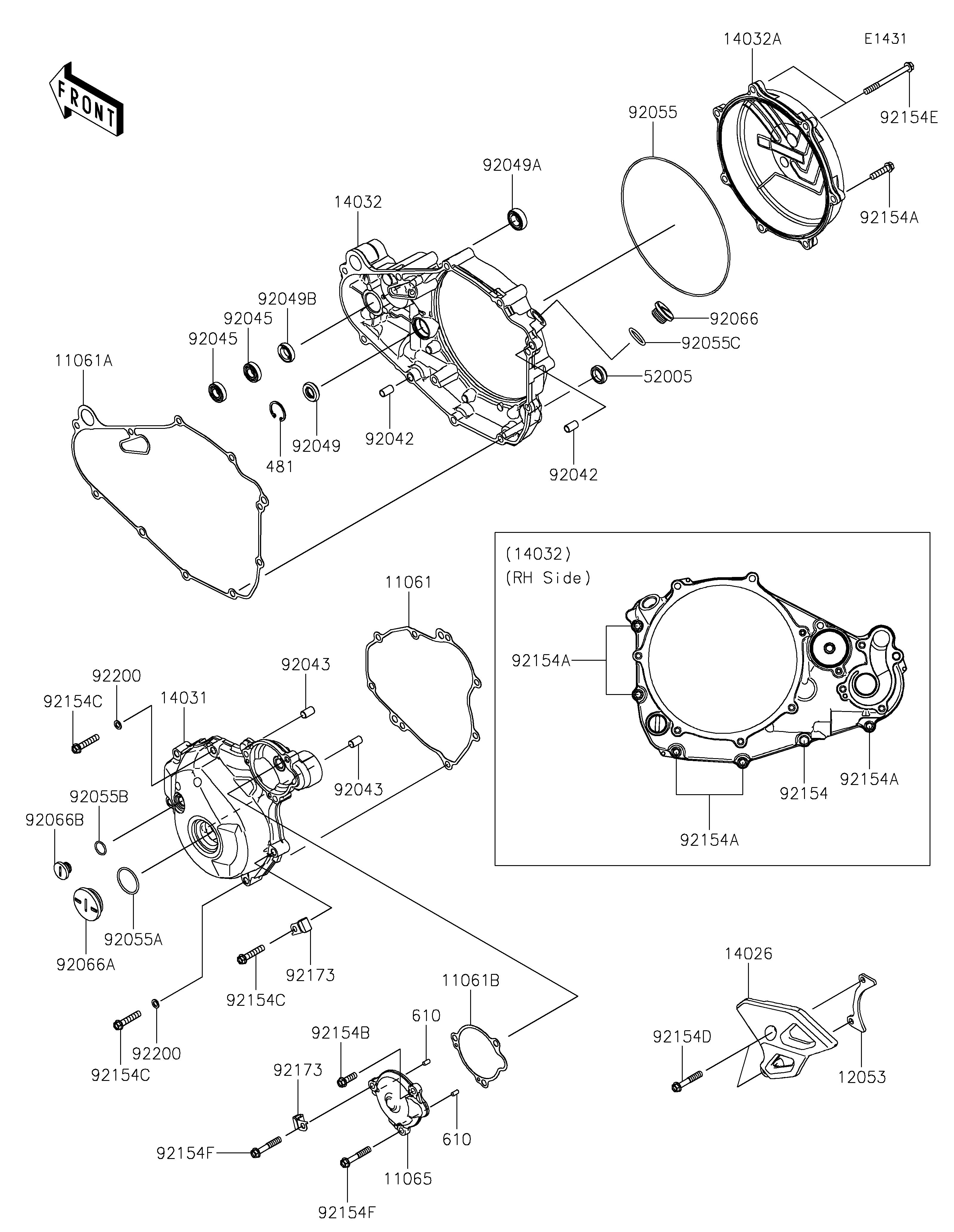 COUVERCLES MOTEUR POUR KX450 KX450MRFAN VERT MAT 2024 EUROPE