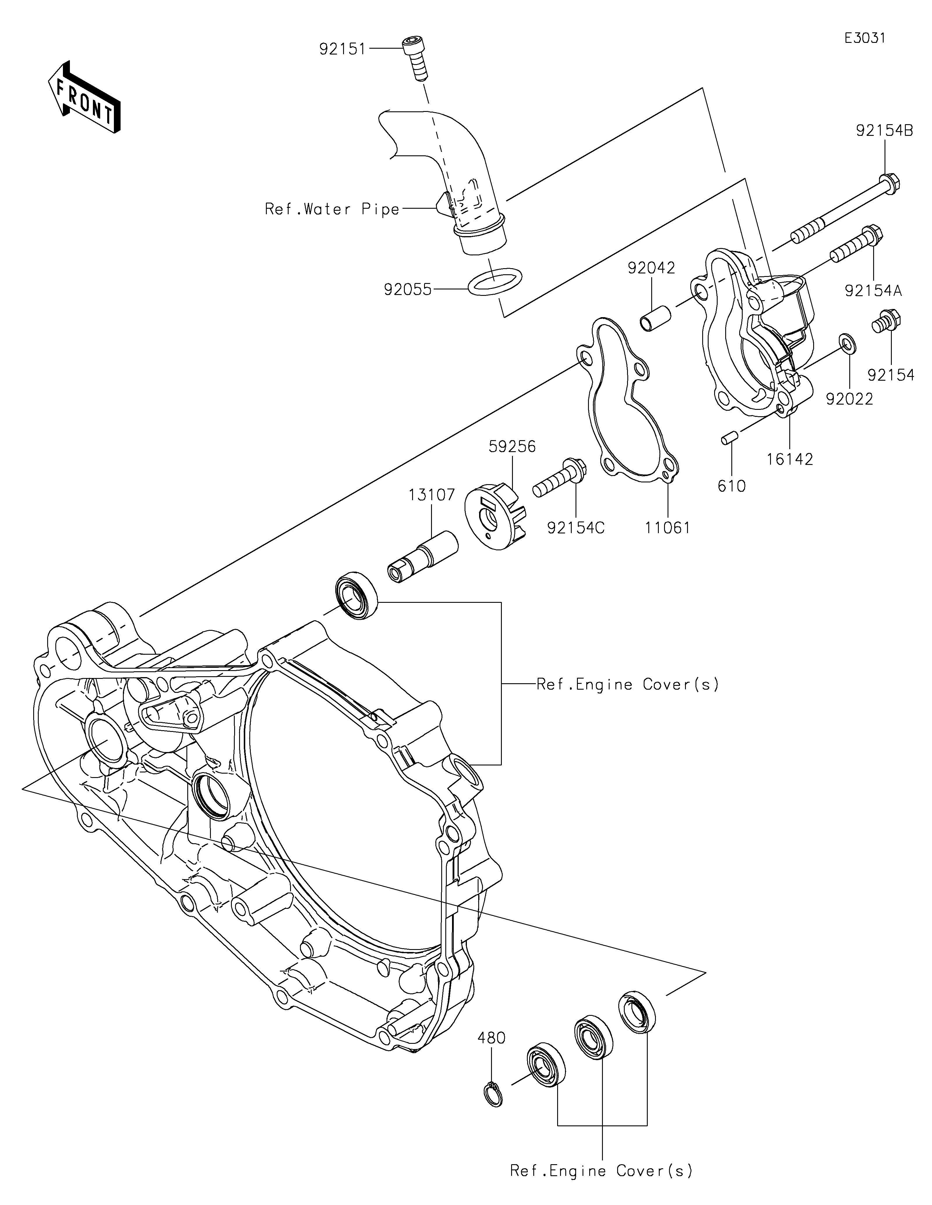 POMPE A EAU POUR KX450 KX450MRFAN VERT MAT 2024 EUROPE