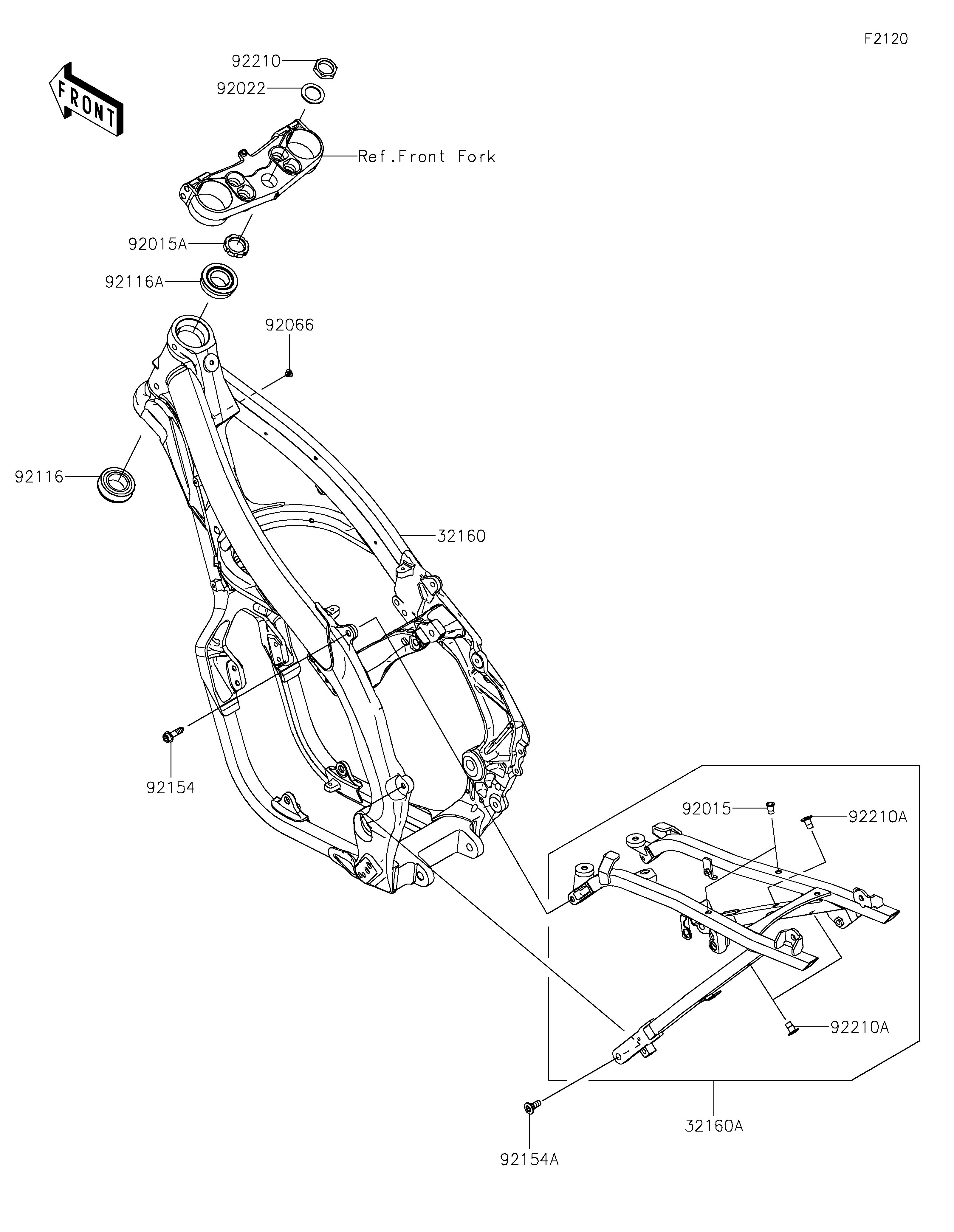 CHASSIS POUR KX450 KX450MRFAN VERT MAT 2024 EUROPE