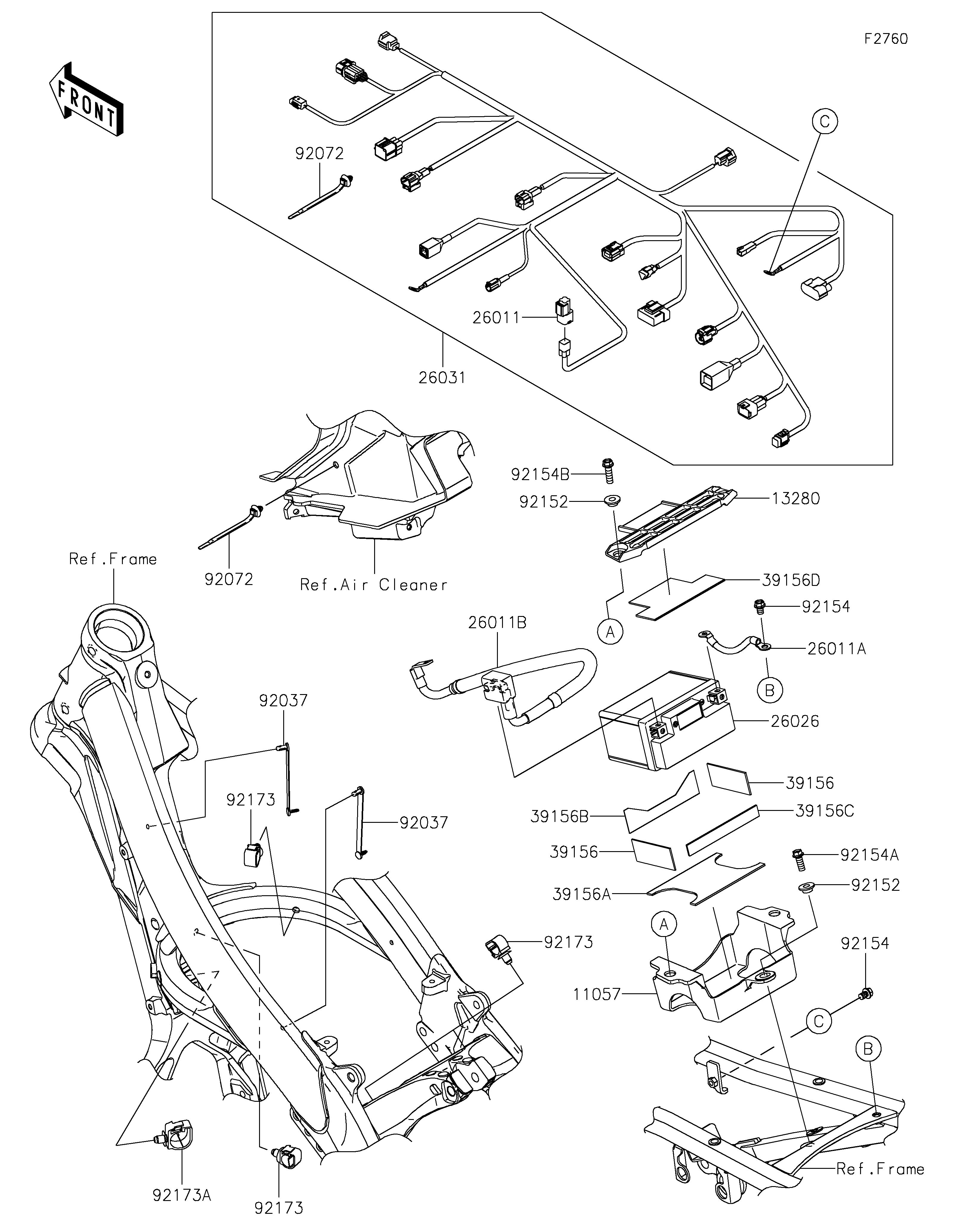 CHASSIS EQUIPMENT ELECTRIQUE POUR KX450 KX450MRFAN VERT MAT 2024 EUROPE