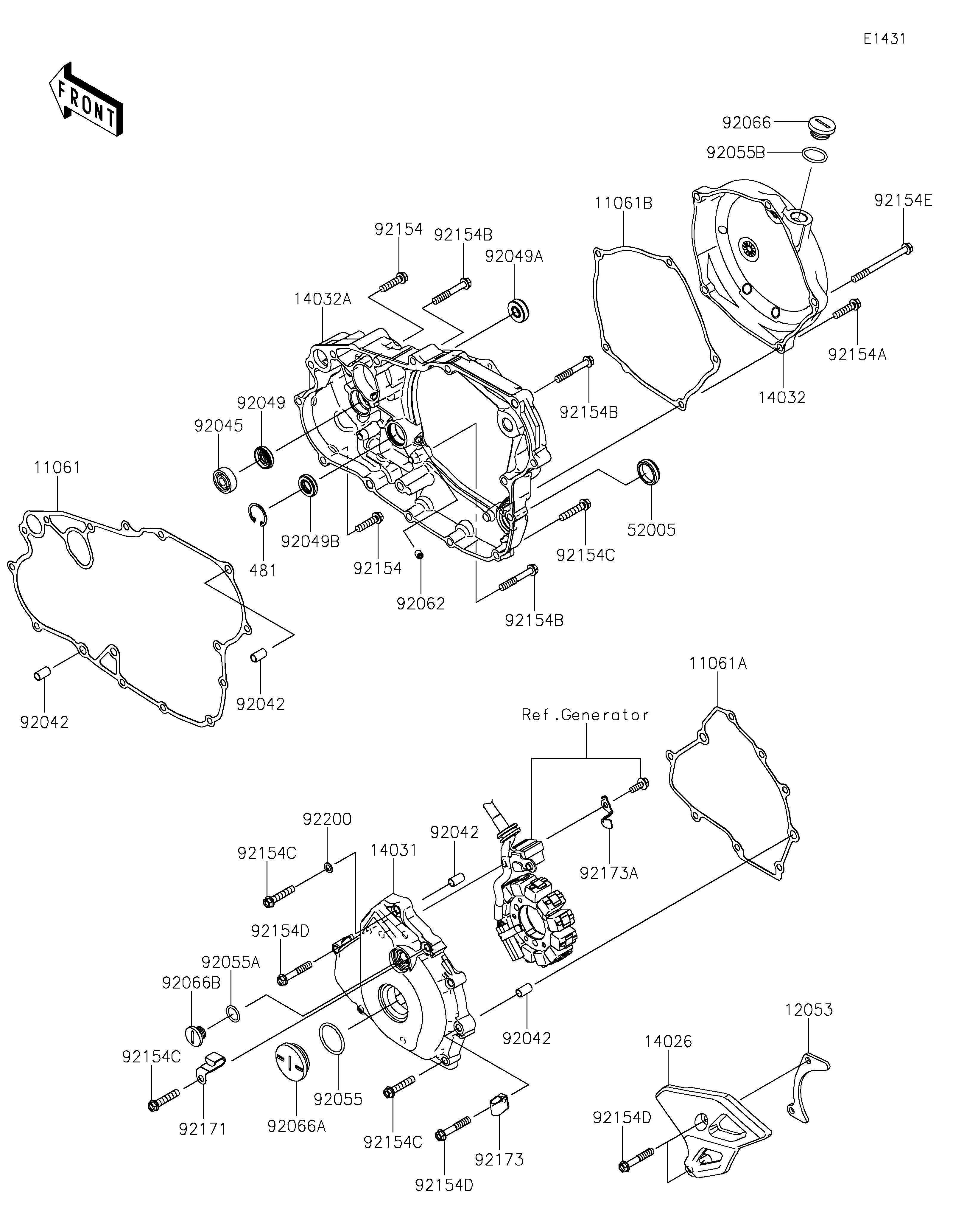 COUVERCLES MOTEUR POUR KX250 KX252ESFNN VERT 2025 EUROPE