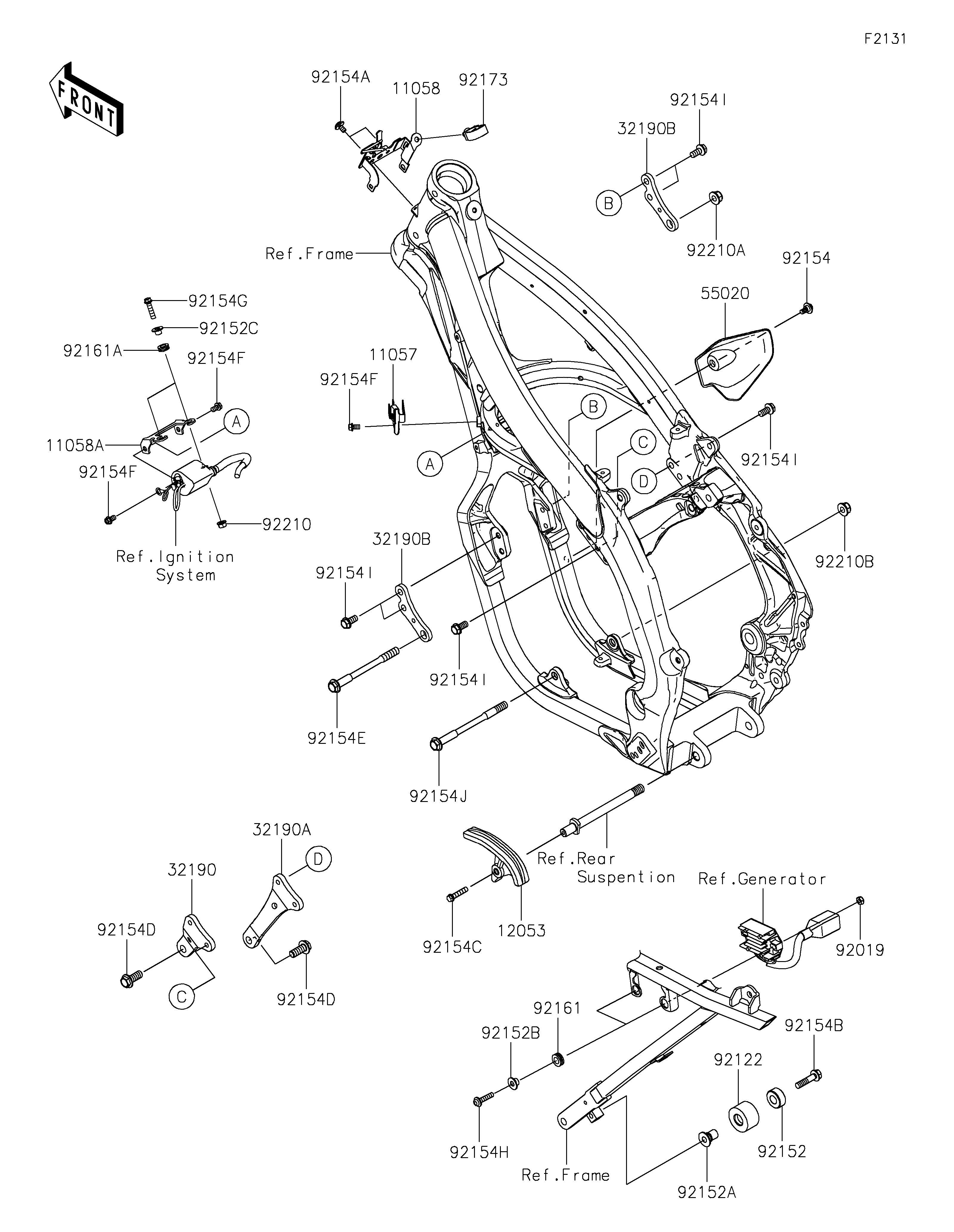 PIECE DE CADRE COUVERTURE POUR KX250 KX252ESFNN VERT 2025 EUROPE