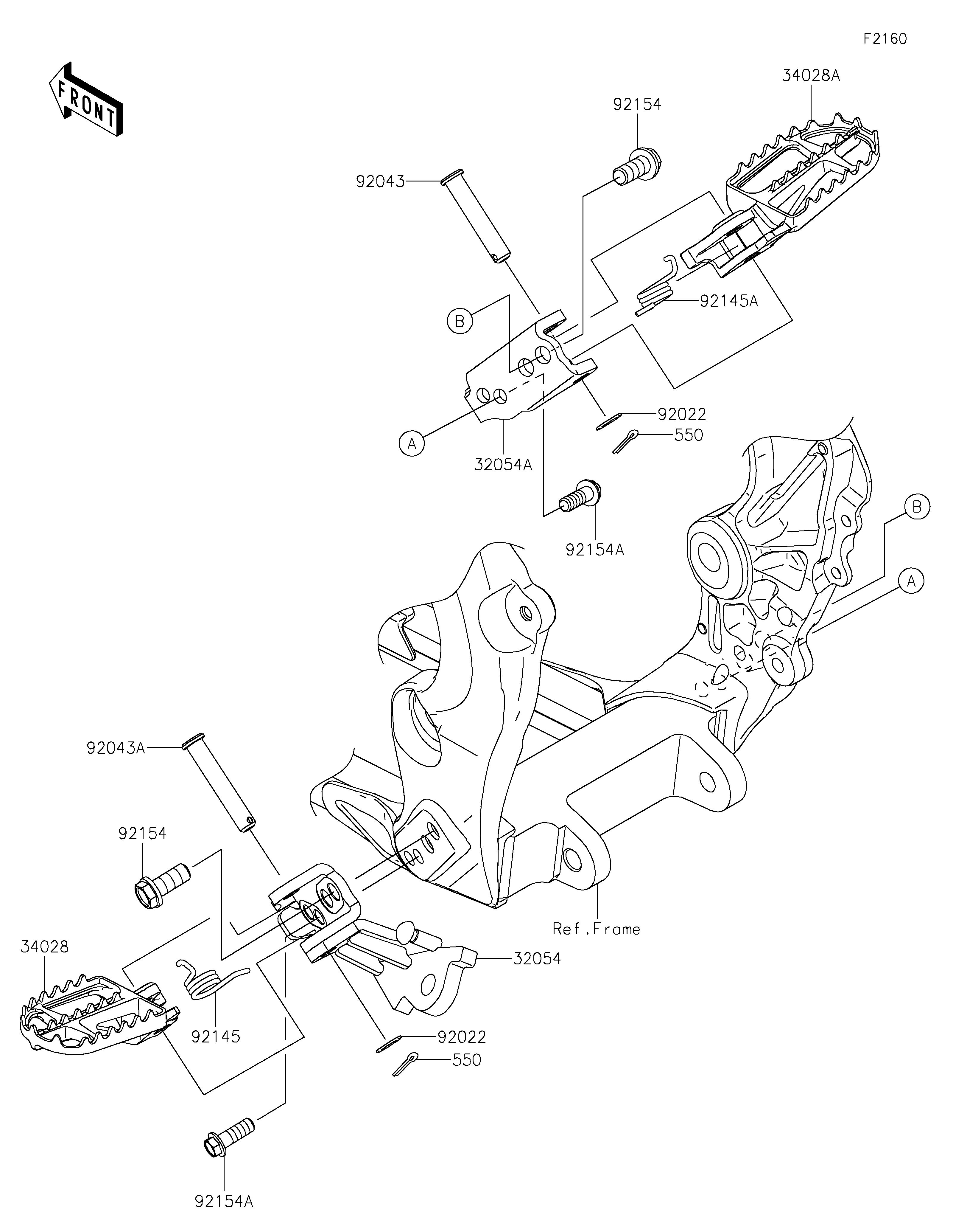 REPOSE PIED POUR KX250X KX252FSFNN VERT 2025 EUROPE