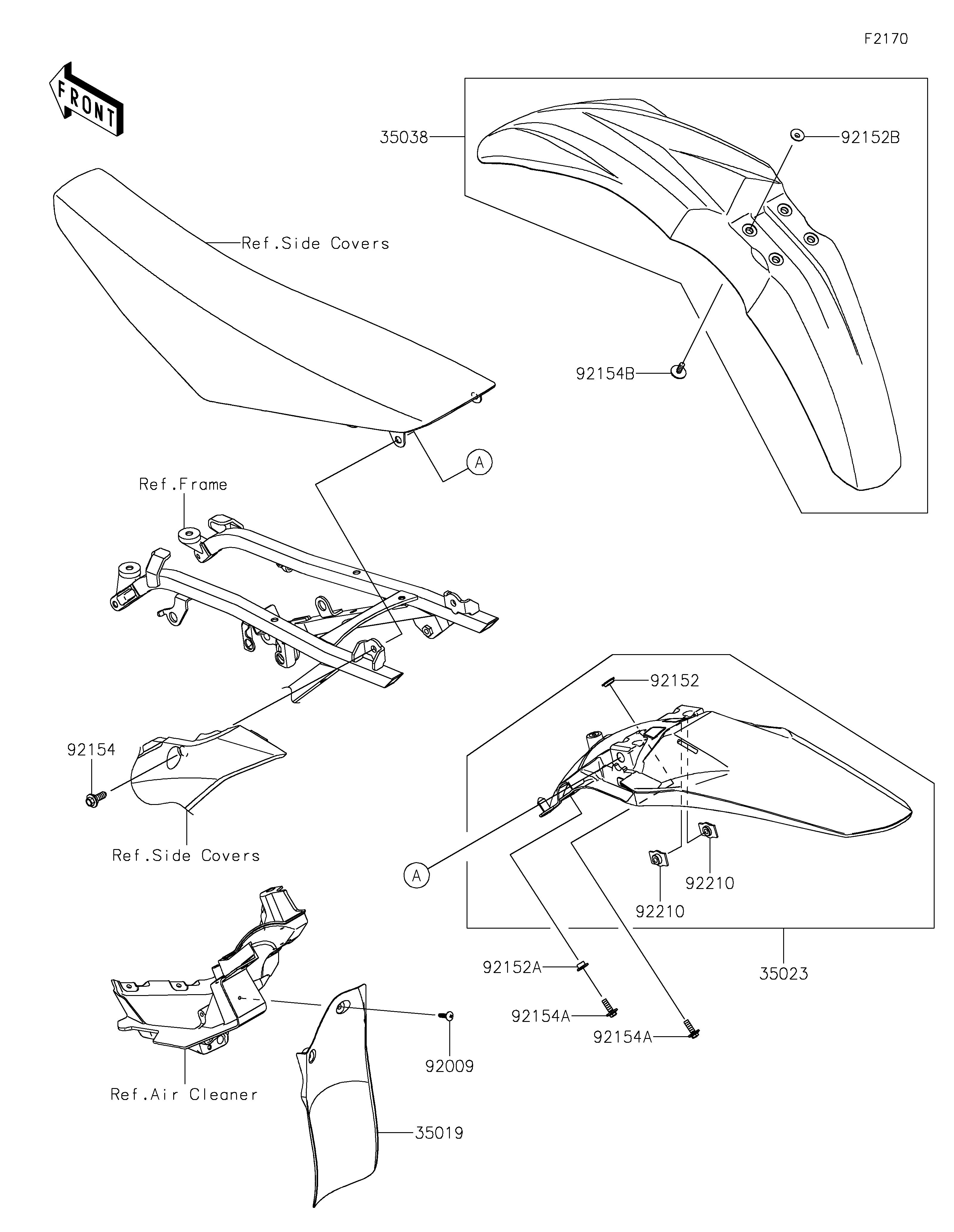 GARDE BOUE POUR KX250 KX252ESFNN VERT 2025 EUROPE