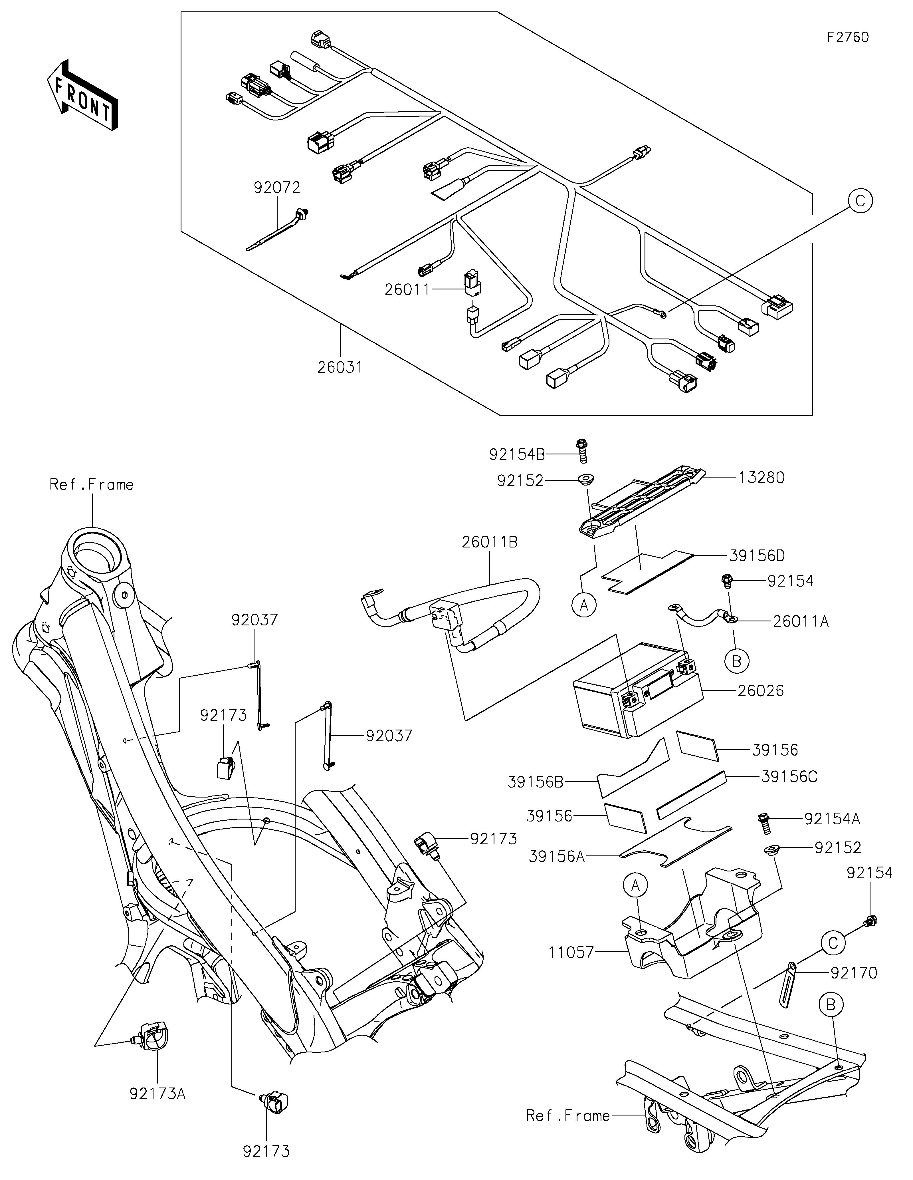 CHASSIS EQUIPMENT ELECTRIQUE POUR KX250X KX252FSFNN VERT 2025 EUROPE