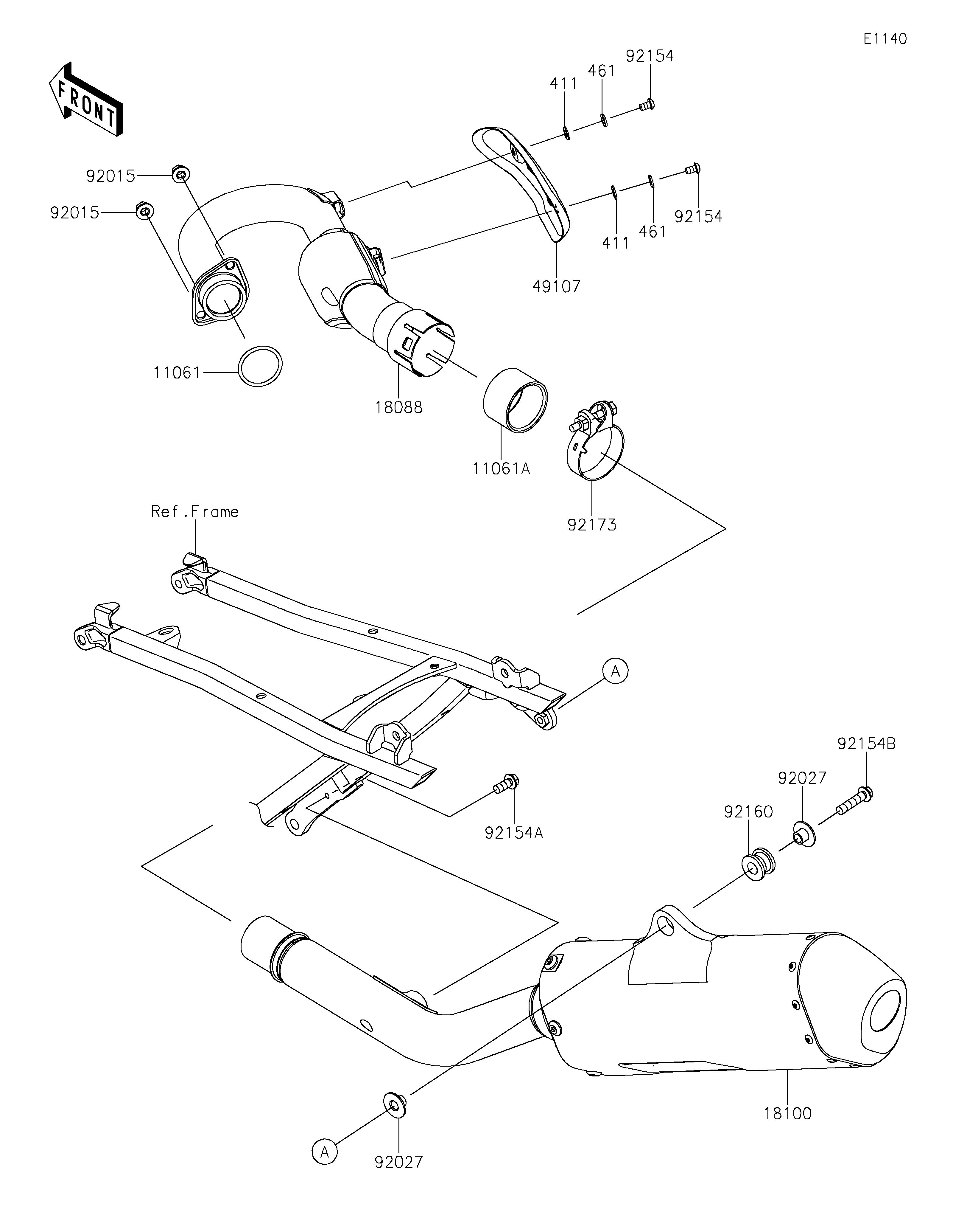 ECHAPPEMENT POUR KX250 50TH ANNIVERSARY EDITION KX252CRFAN VERT MAT 2024 EUROPE
