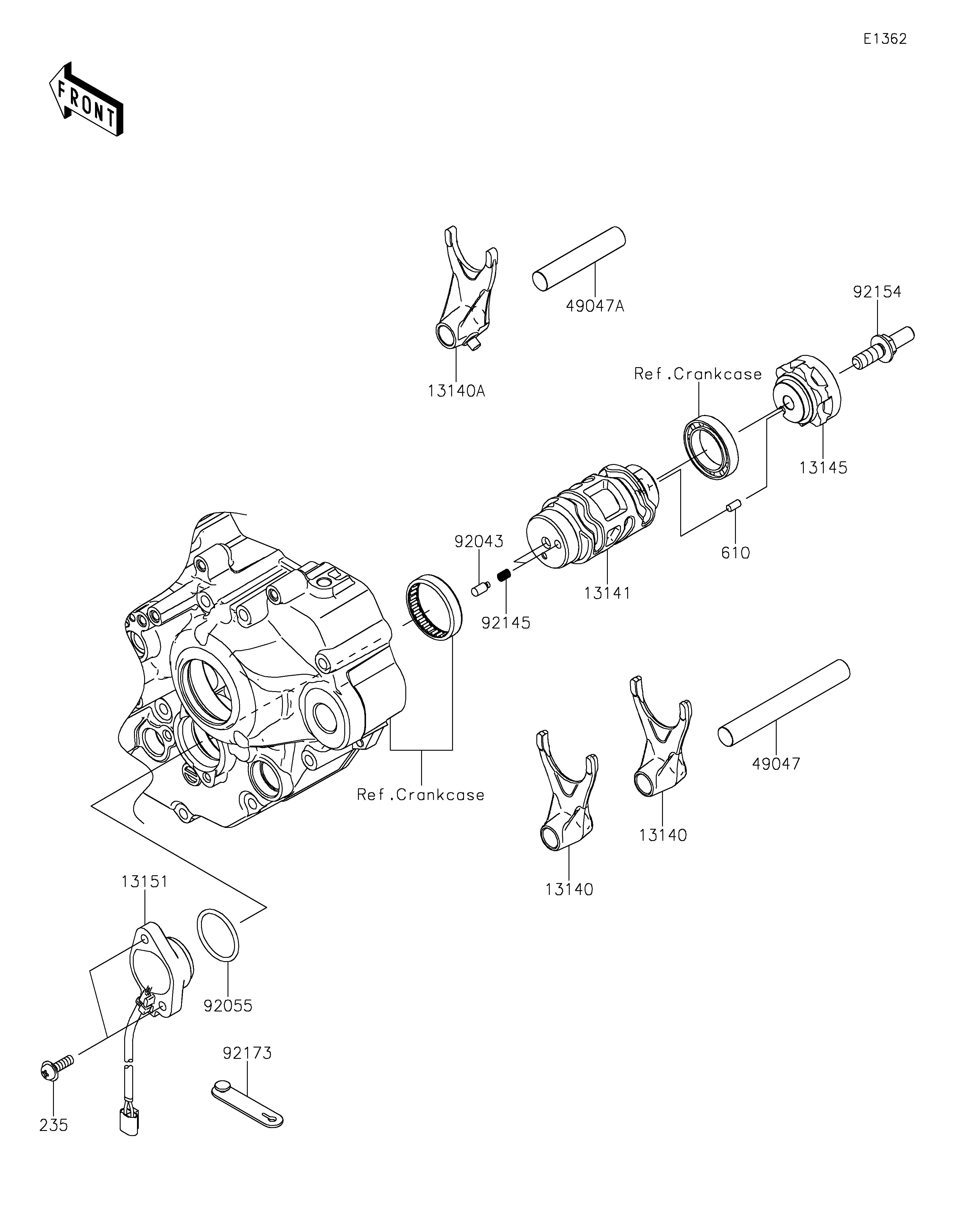 FOURCHETTEBARRILLET DE SELECTION POUR KX250 50TH ANNIVERSARY EDITION KX252CRFAN VERT MAT 2024 EUROPE
