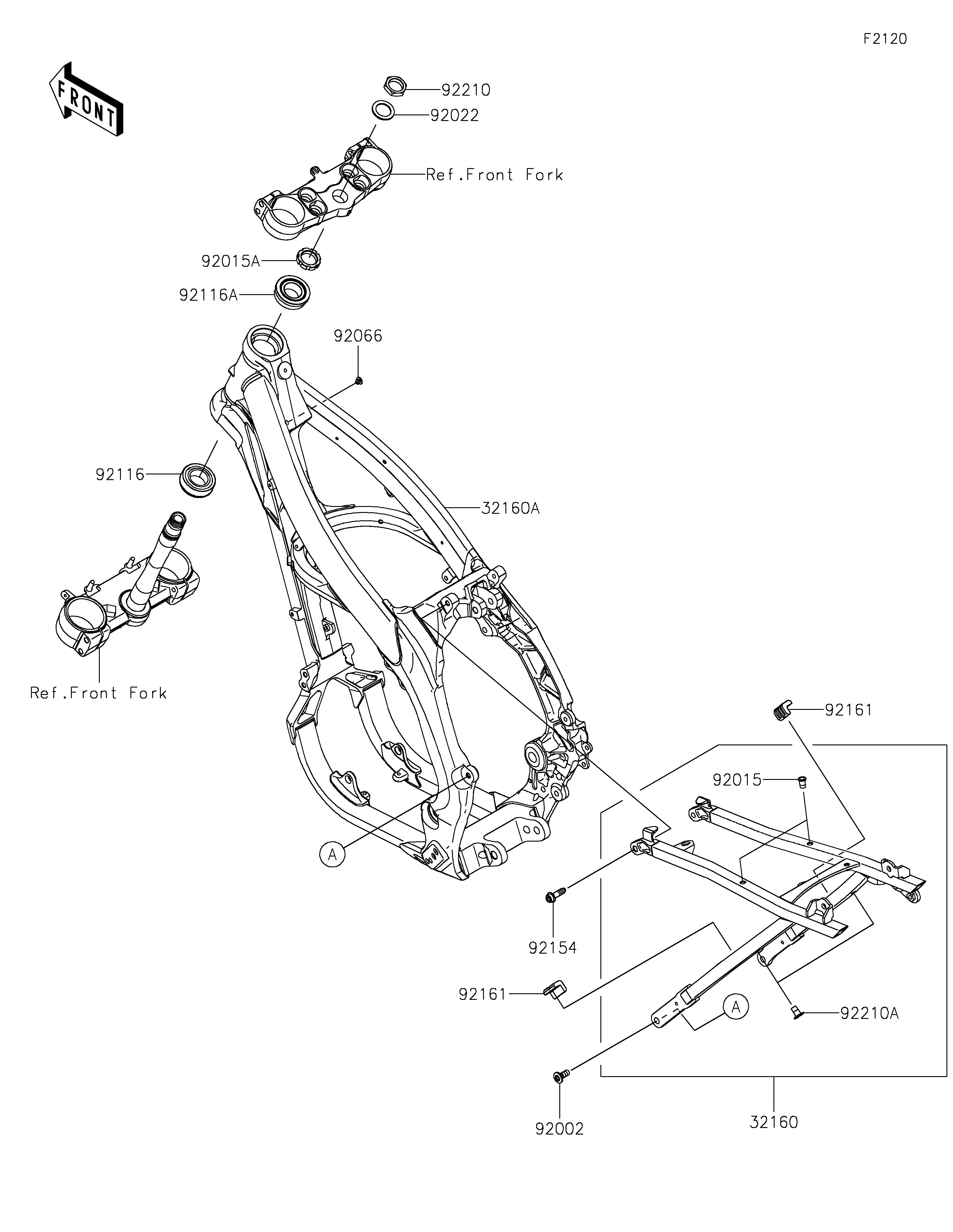 CHASSIS POUR KX250 50TH ANNIVERSARY EDITION KX252CRFAN VERT MAT 2024 EUROPE