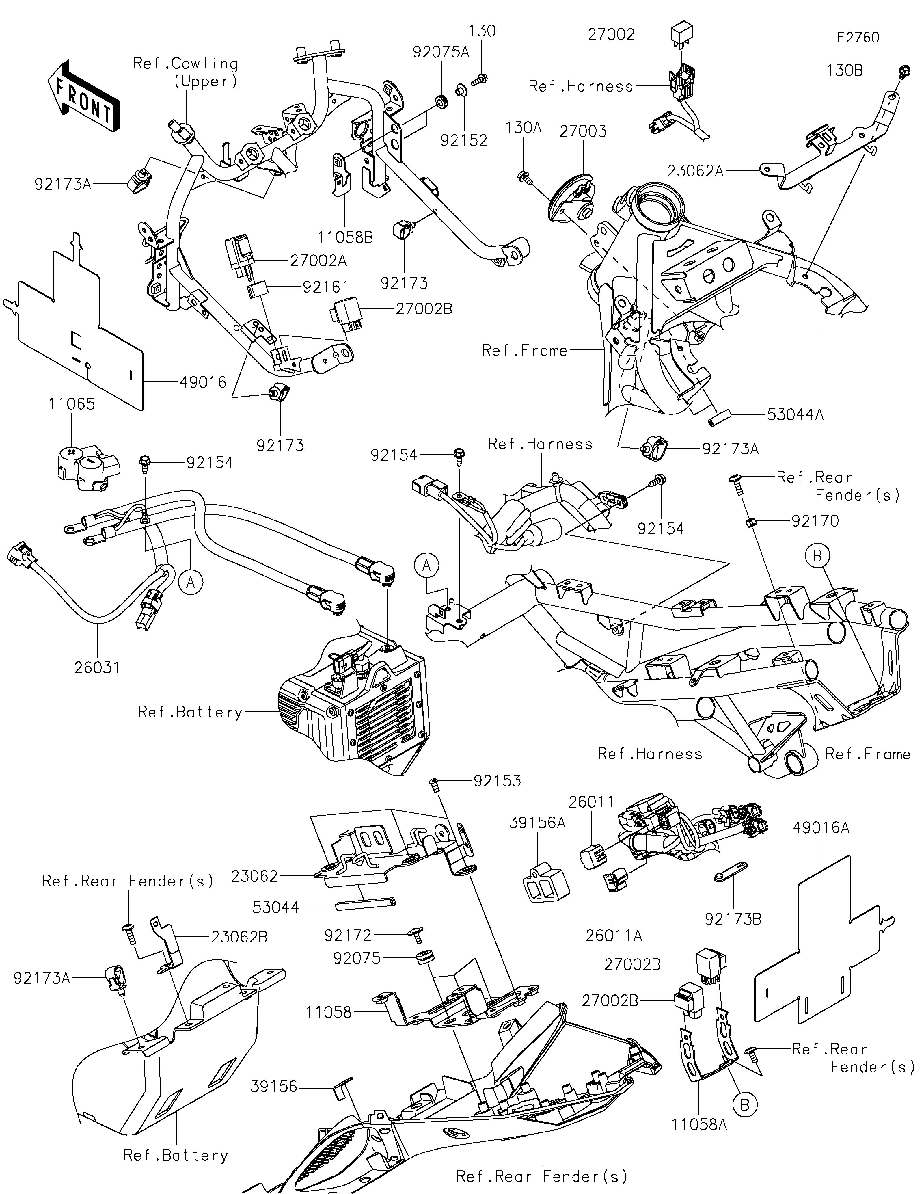 CHASSIS EQUIPMENT ELECTRIQUE POUR NINJA 7 HYBRID CX500ARFNN TITANE 2024