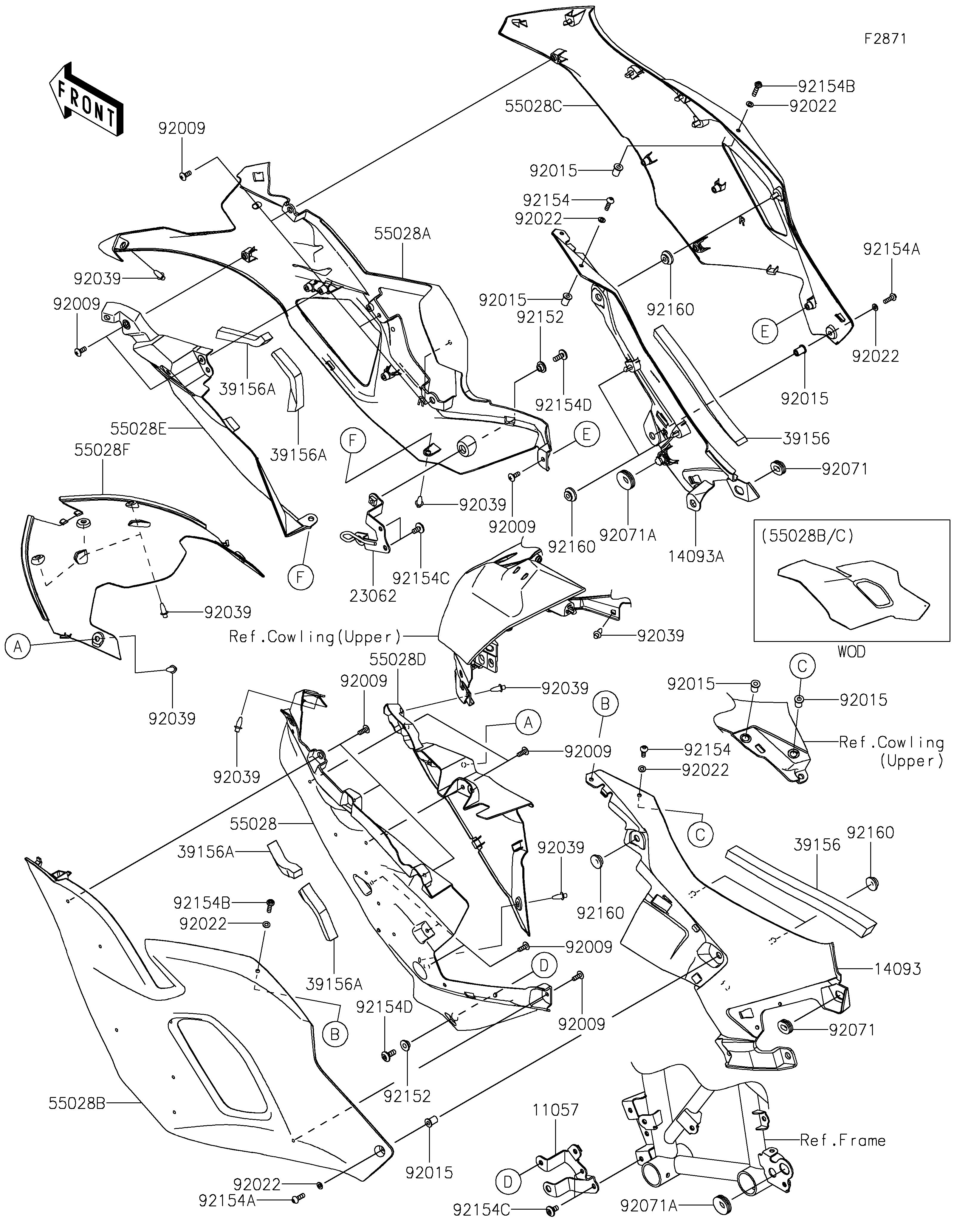 CARENAGECENTRALE POUR NINJA 7 HYBRID CX500ARFNN TITANE 2024