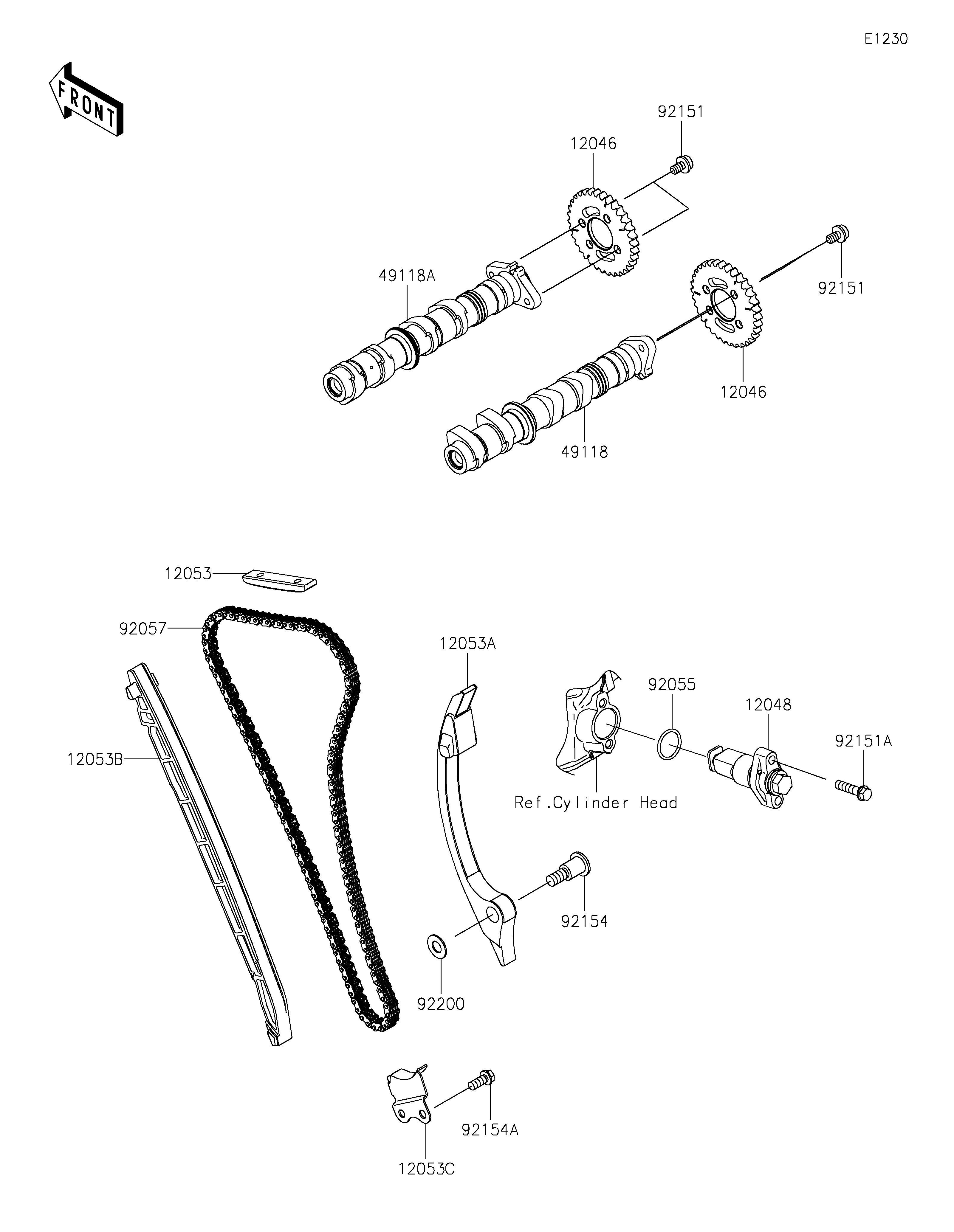 ARBRE A CAMETENDEUR POUR NINJA 500 EX500GRFNN NOIR 2024