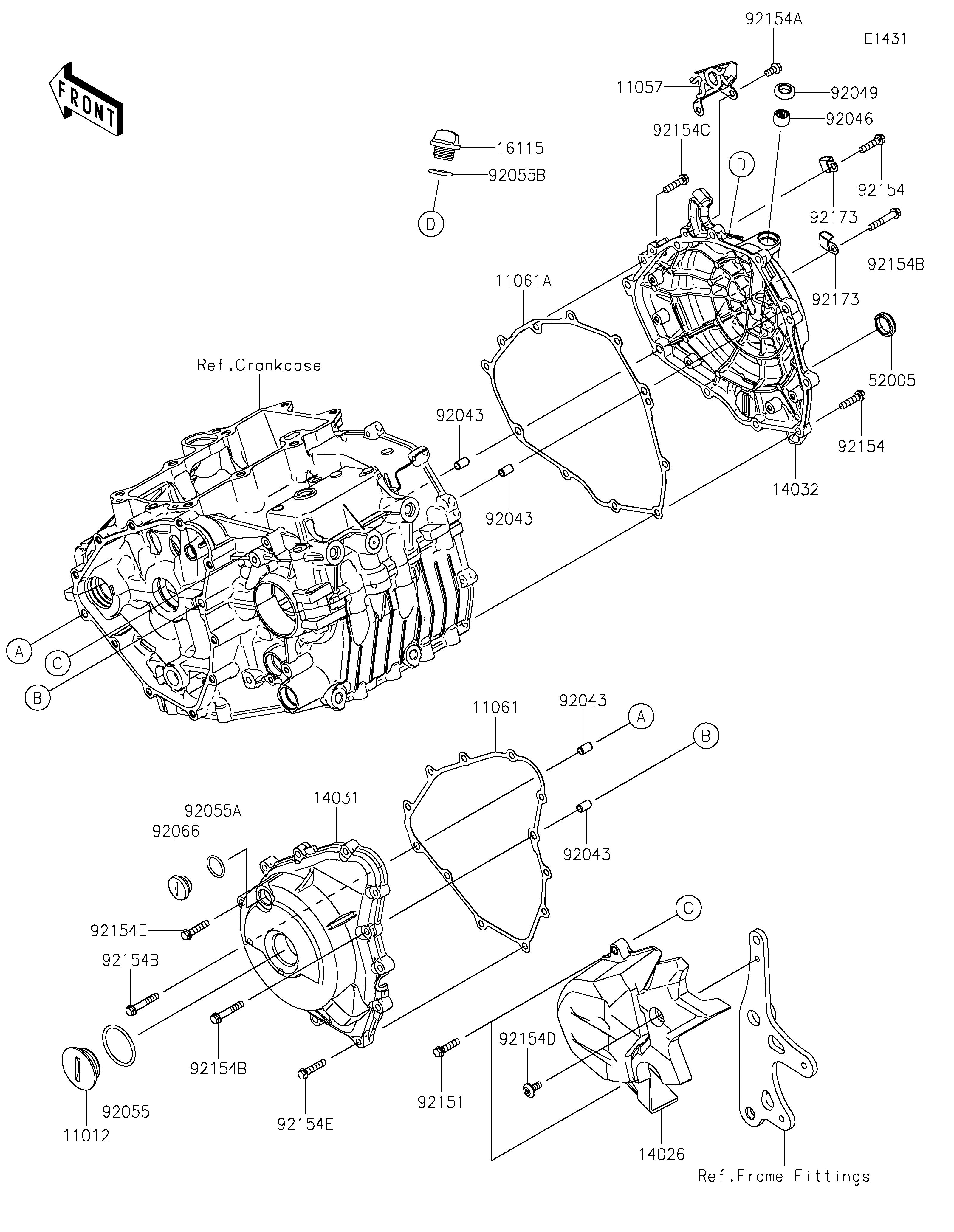 COUVERCLES MOTEUR POUR Z500 ER500ERFNN NOIR 2024