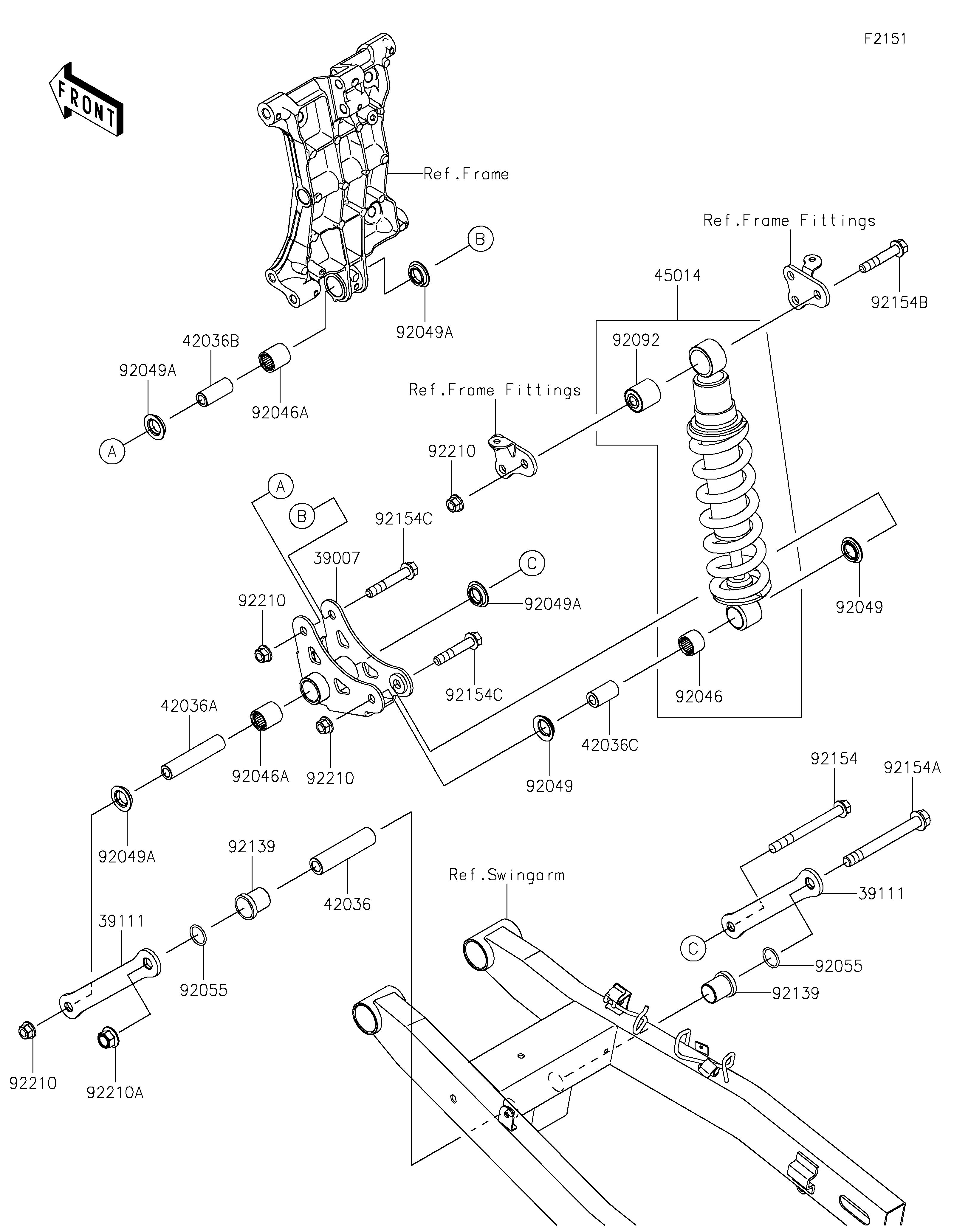 SUSPENSIONAMORTISSEUR POUR Z500 ER500ERFNN NOIR 2024