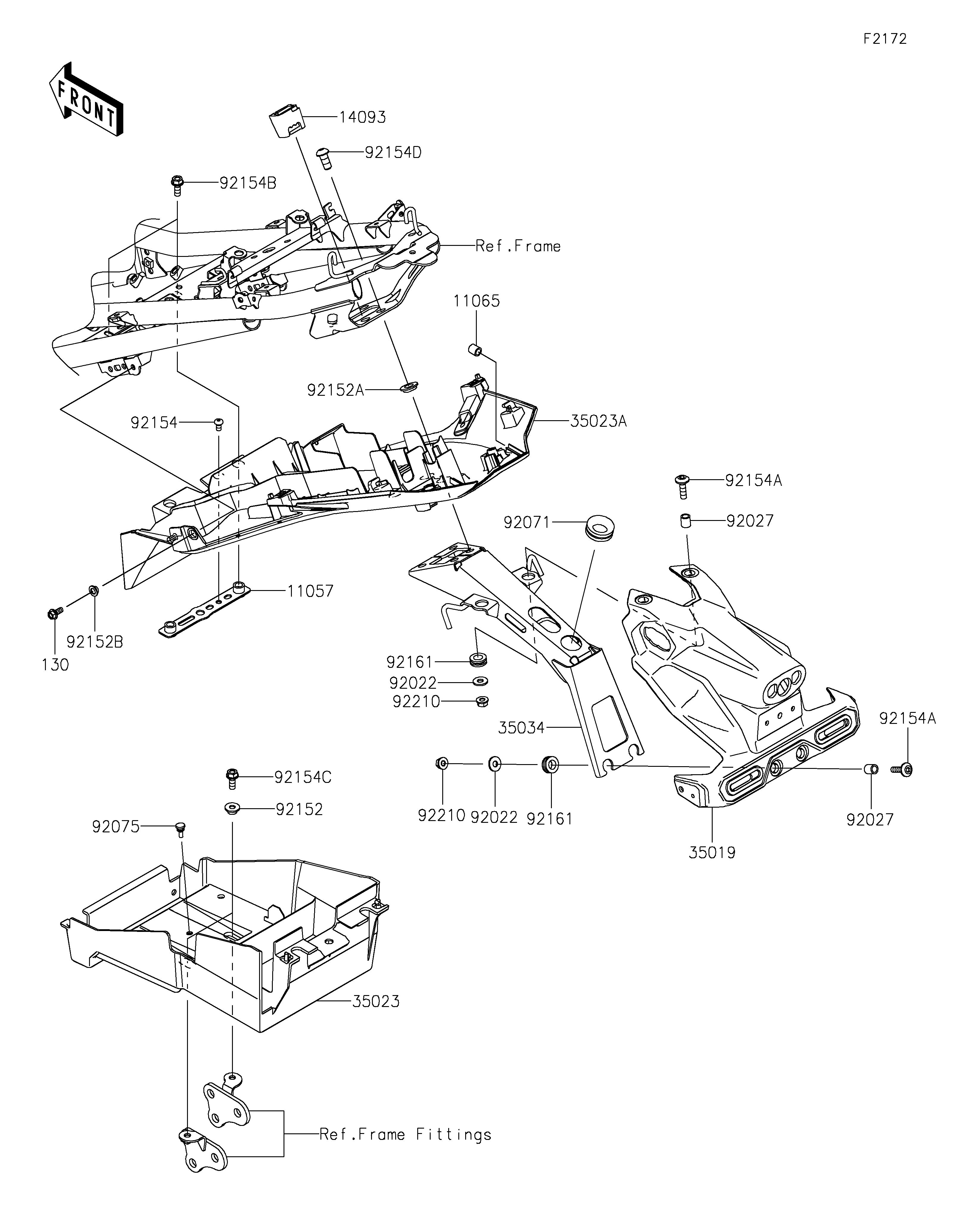 GARDE BOUE ARRIERE POUR NINJA 500 EX500GRFNN NOIR 2024