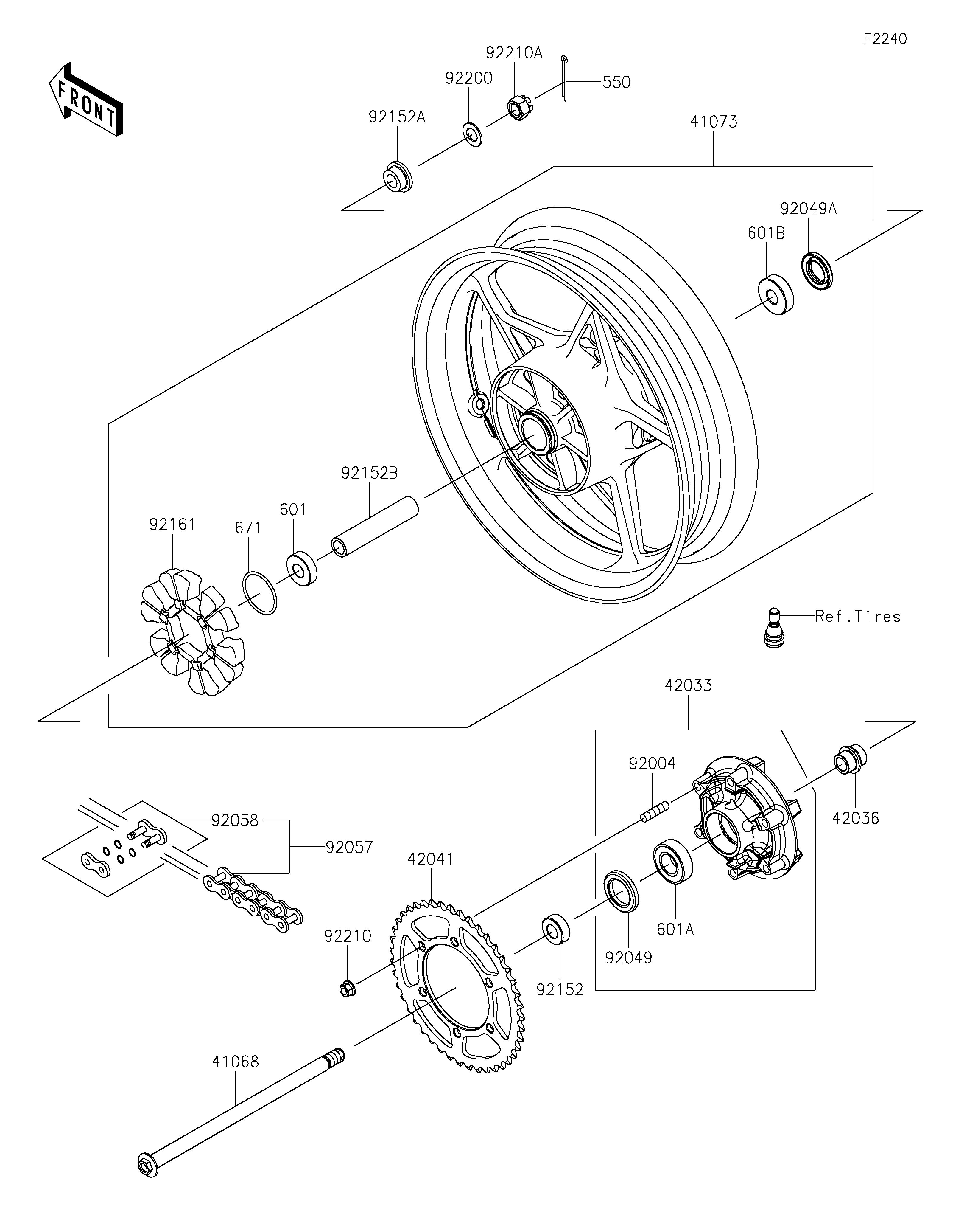MOYEU ARRIERE POUR NINJA 500 EX500GRFNN NOIR 2024