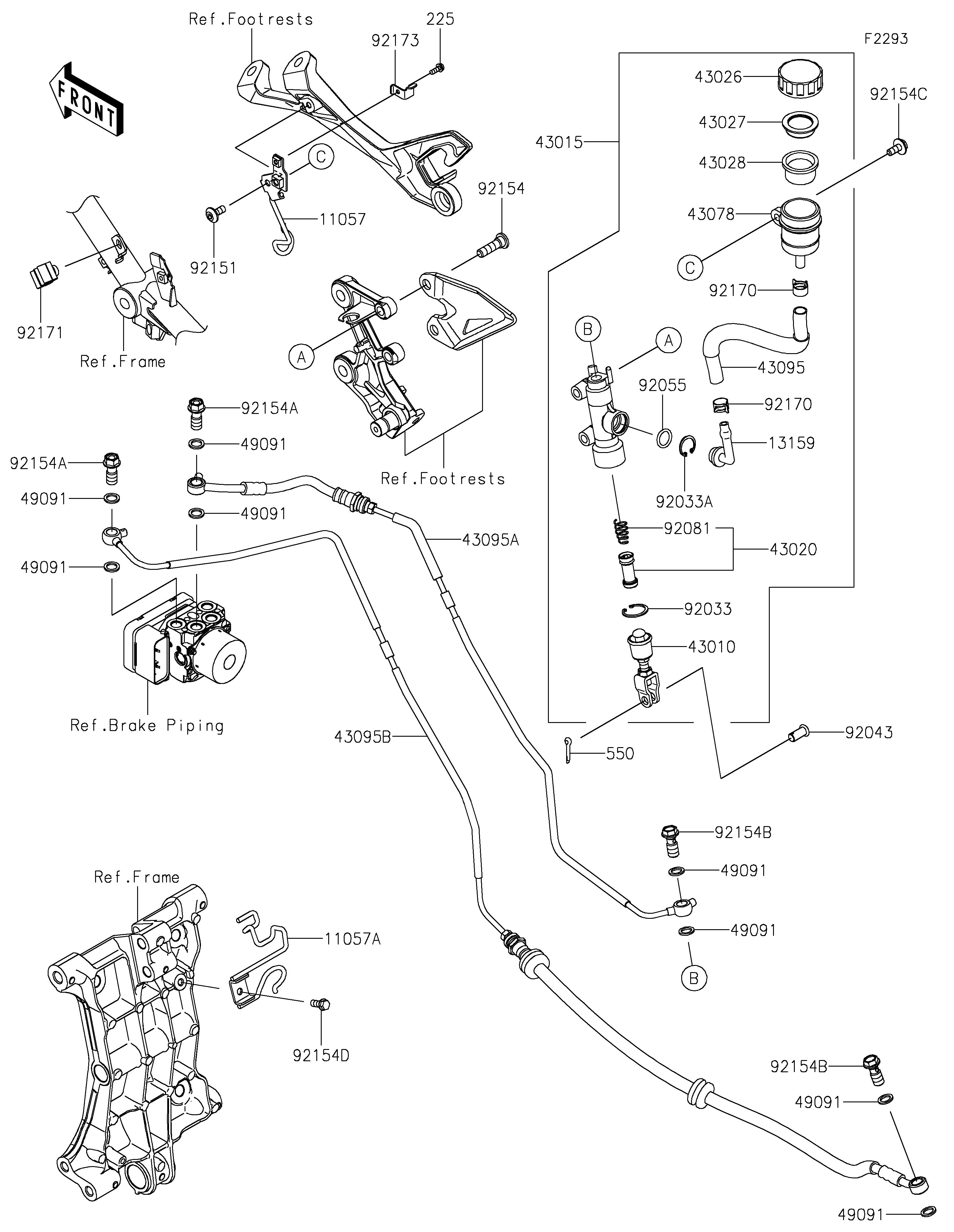 MAITRE CYLINDRE ARRIERE POUR NINJA 500 EX500GRFNN NOIR 2024