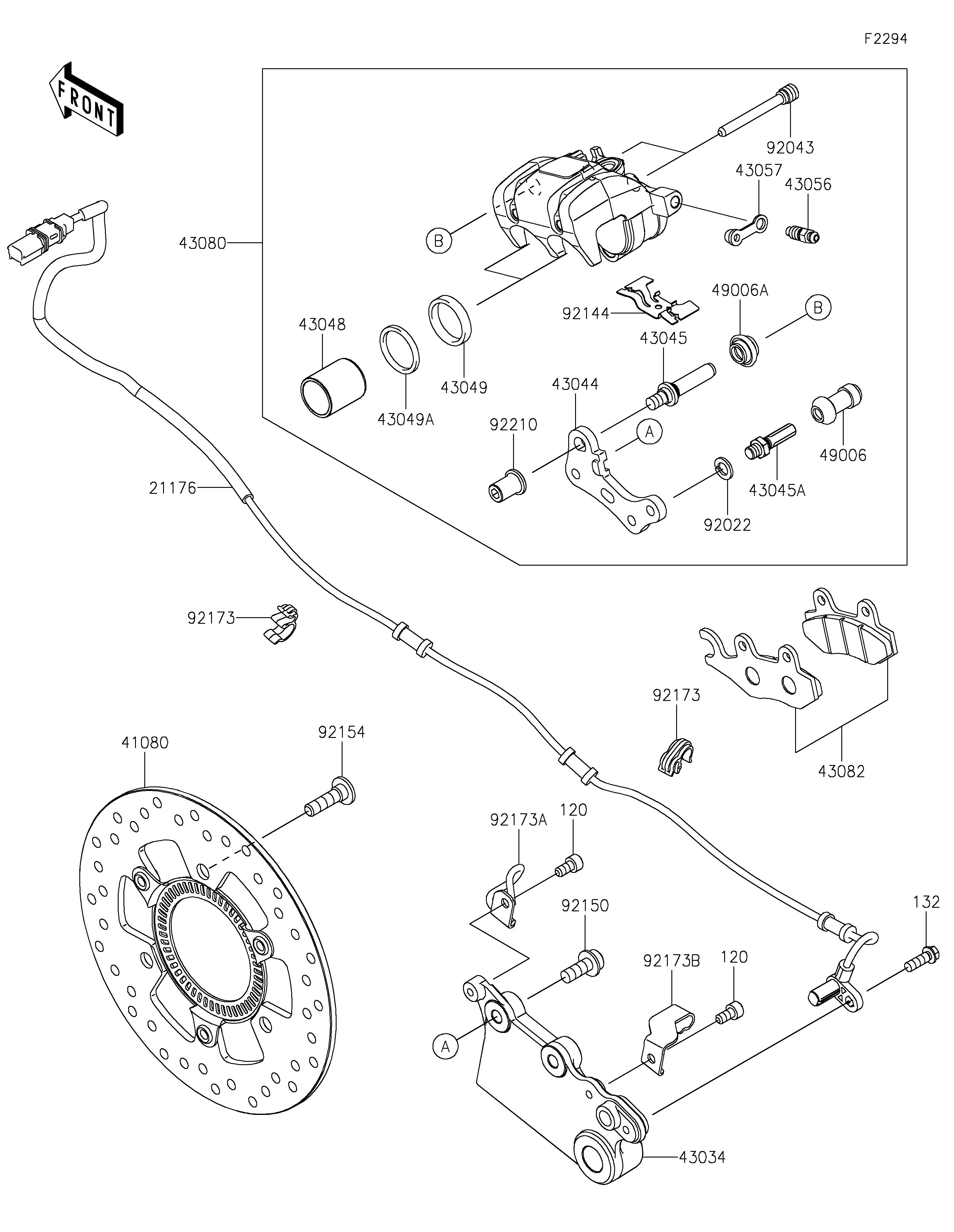 FREIN ARRIERE POUR NINJA 500 EX500GRFNN NOIR 2024