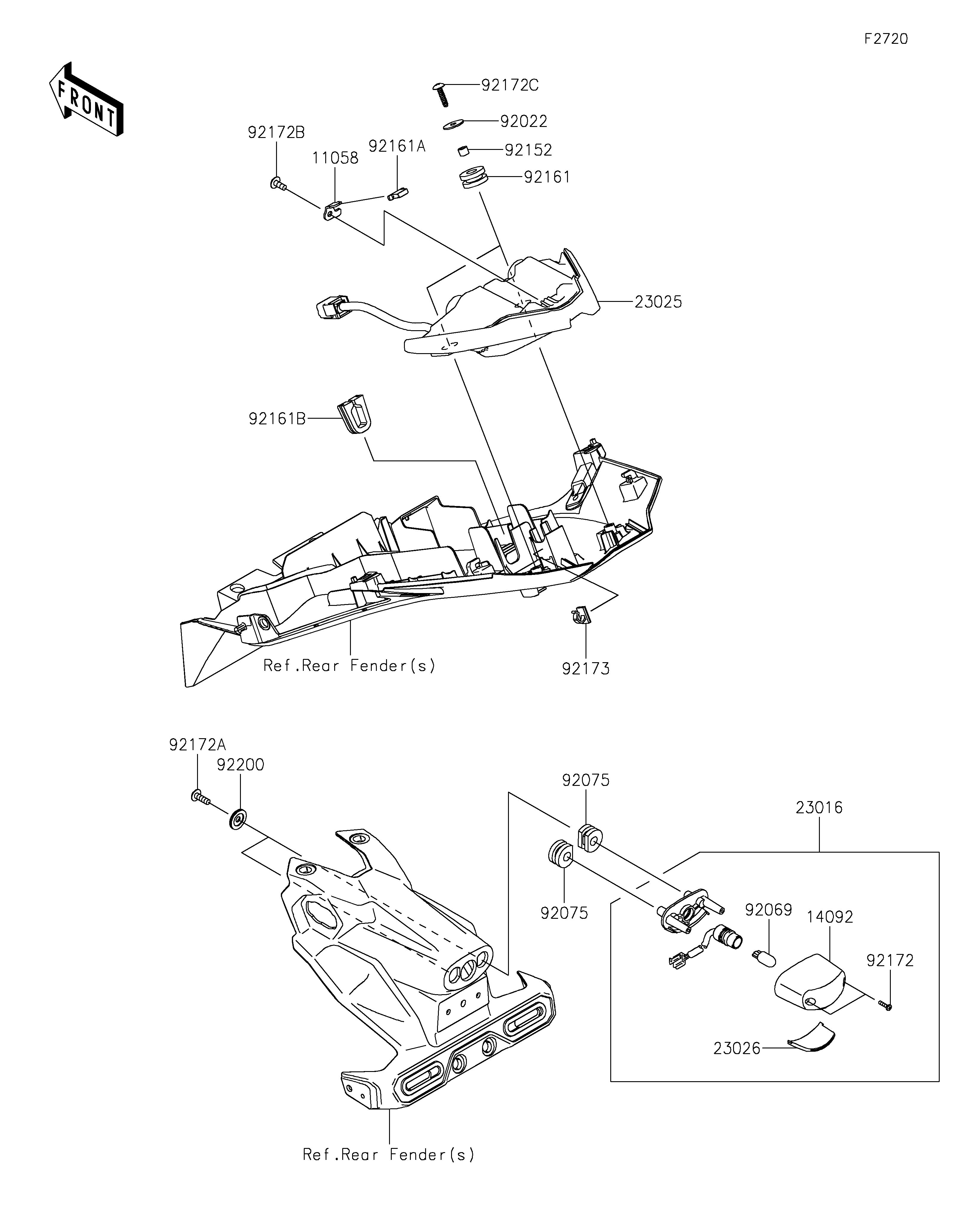FEUX ARRIERES POUR NINJA 500 EX500GRFNN NOIR 2024