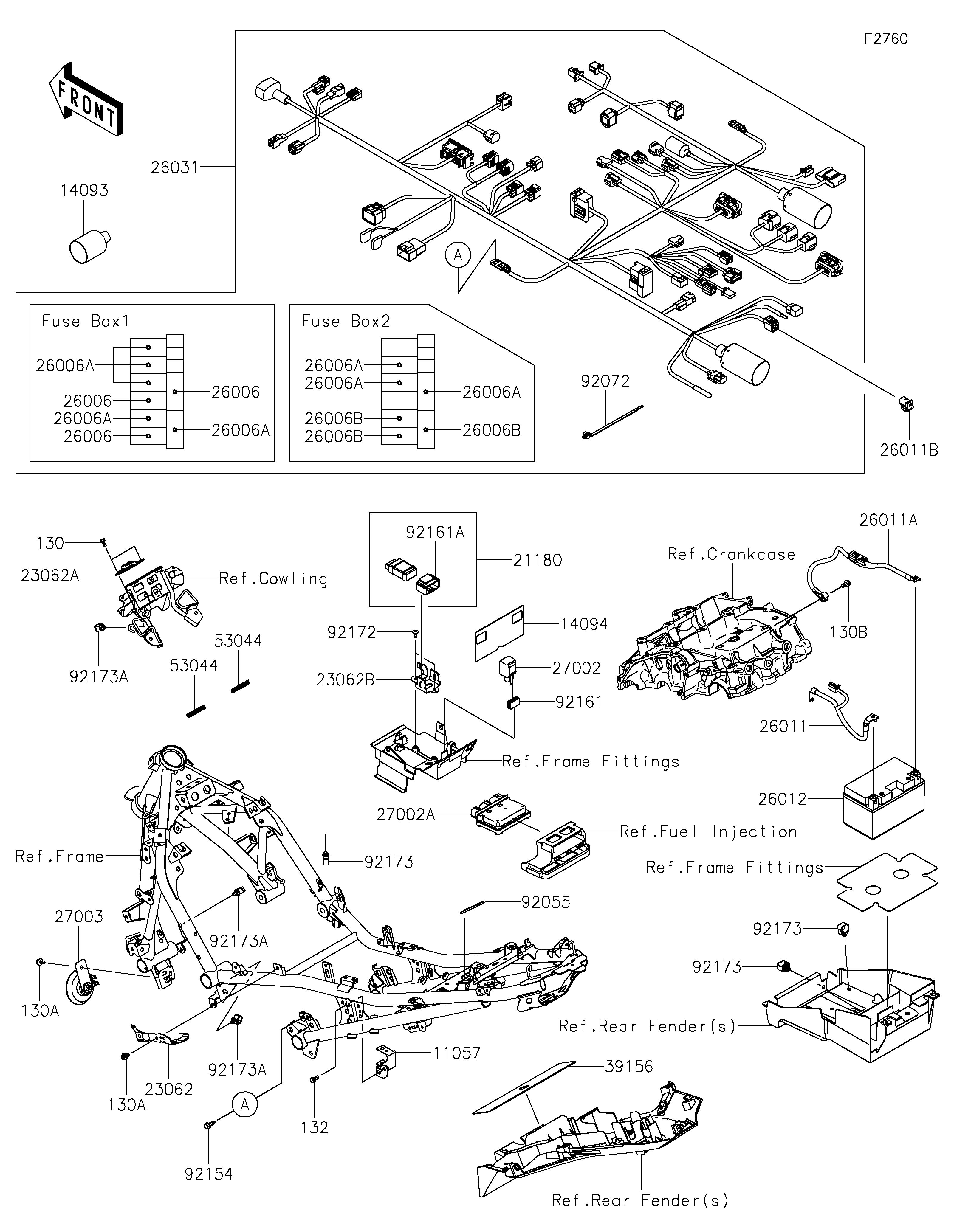 CHASSIS EQUIPMENT ELECTRIQUE POUR Z500 ER500ERFNN NOIR 2024