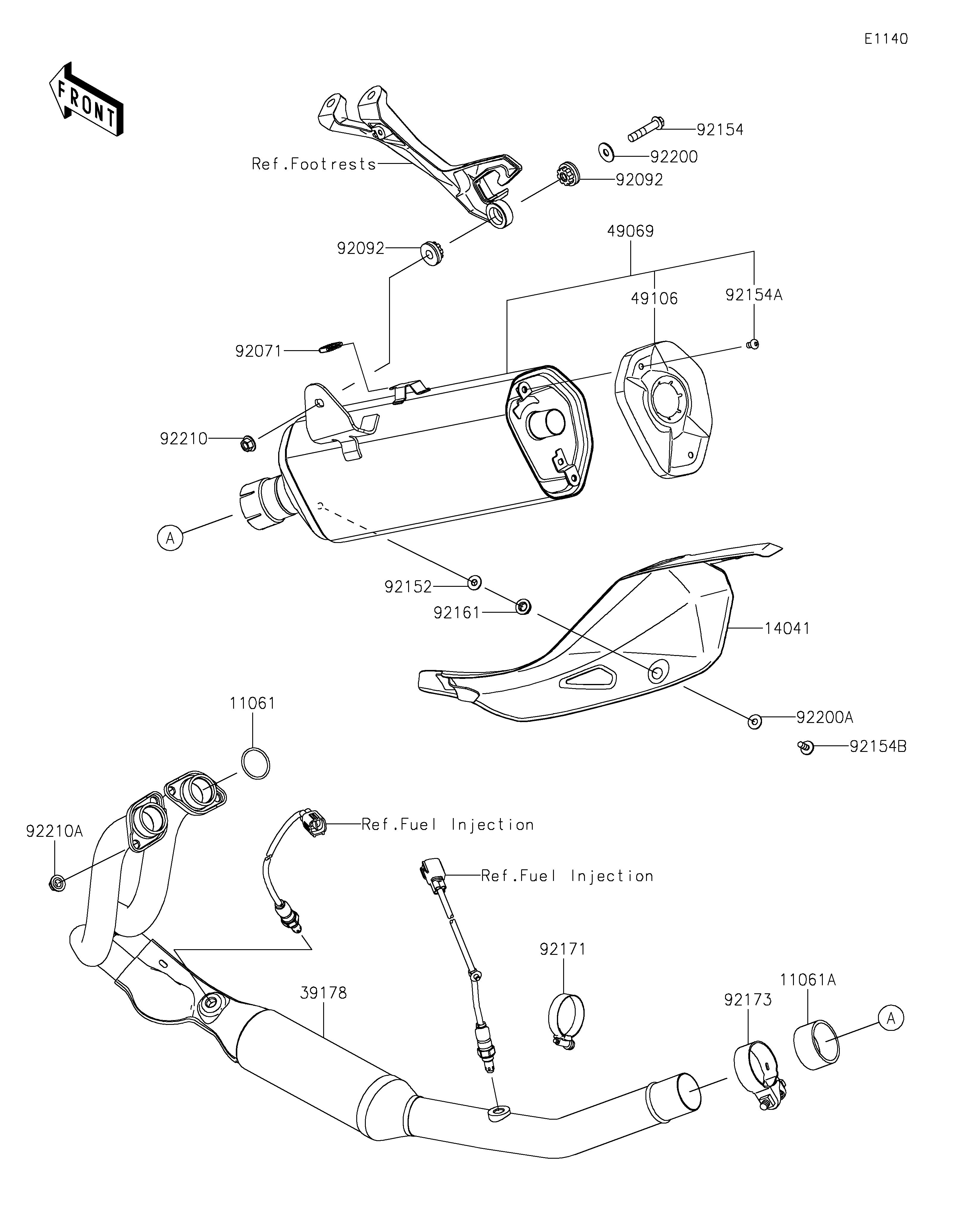 ECHAPPEMENT POUR NINJA 500 SE EX500JRFAN GRIS 2024