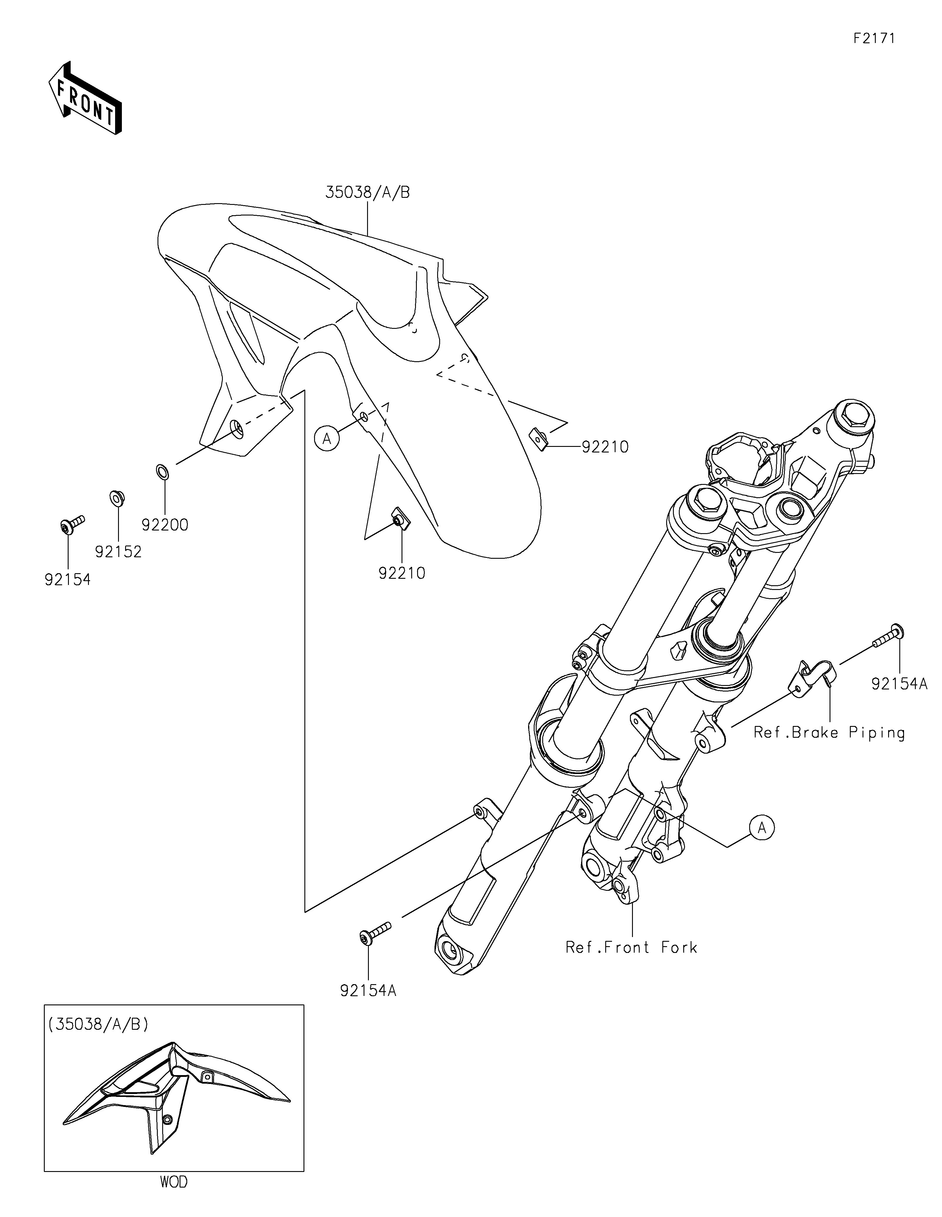 GARDE BOUE AVANT POUR NINJA 500 SE EX500JRFAN GRIS 2024
