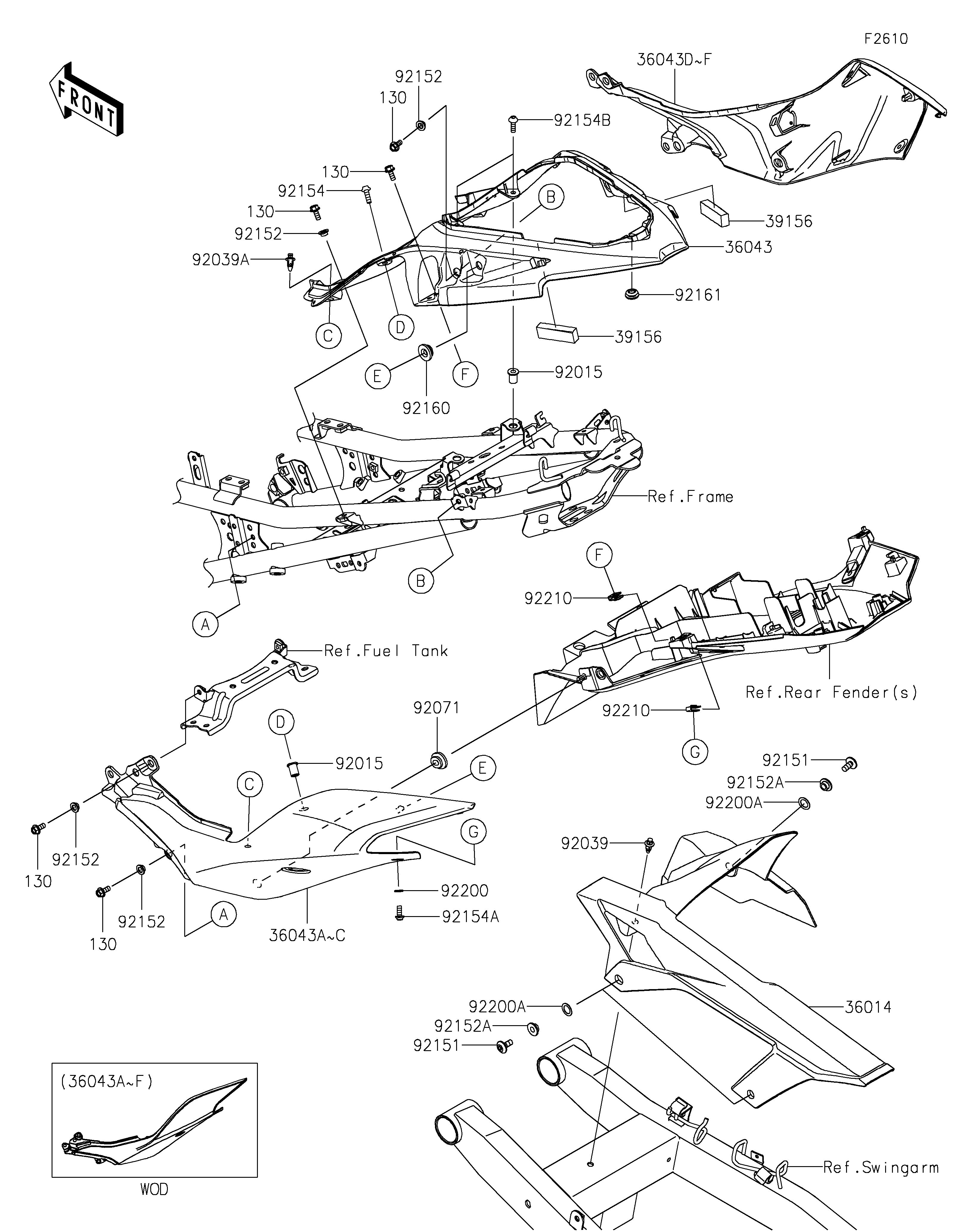 CACHE LATERALGARDE CHAINE POUR NINJA 500 SE EX500JRFAN GRIS 2024
