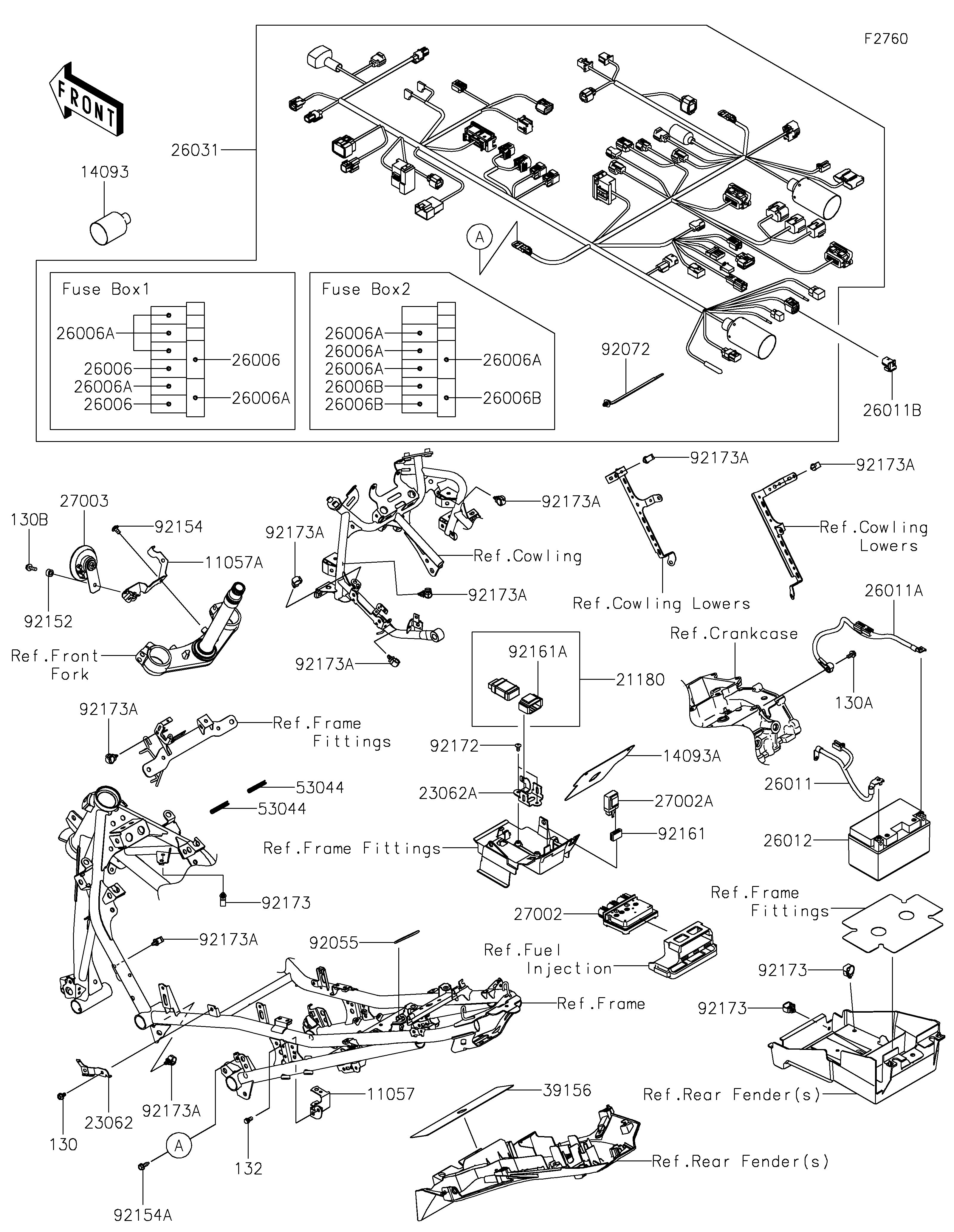 CHASSIS EQUIPMENT ELECTRIQUE POUR NINJA 500 SE EX500JRFAN GRIS 2024