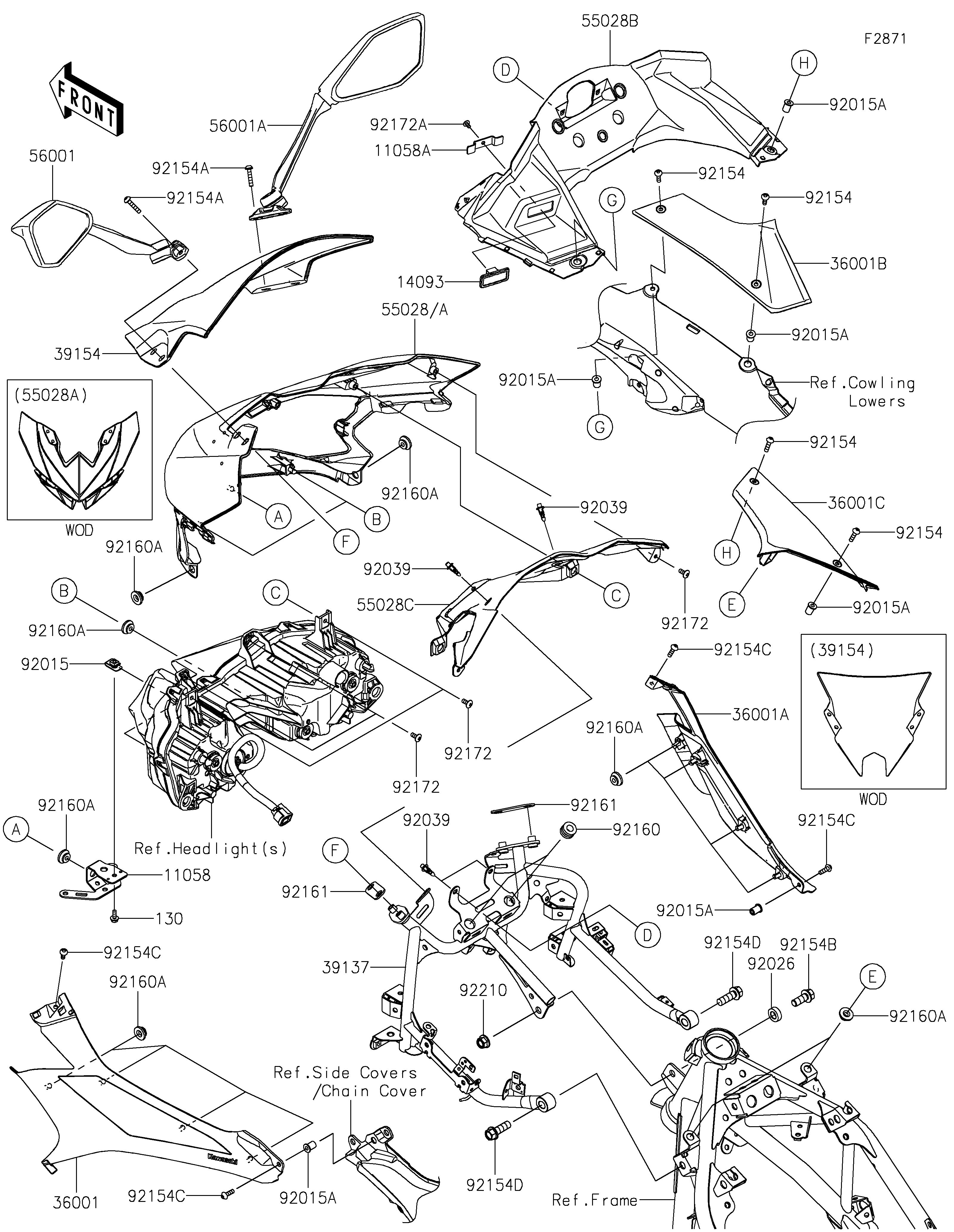 CARENAGE POUR NINJA 500 SE EX500JRFAN GRIS 2024