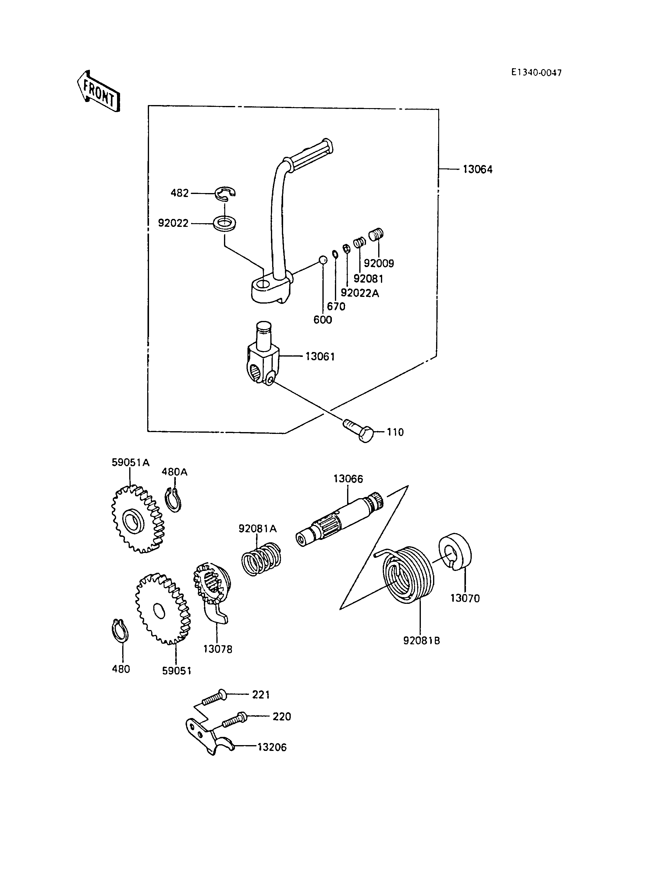 MECANISME DE KICK POUR KX60 KX60 B1 VERT 1985