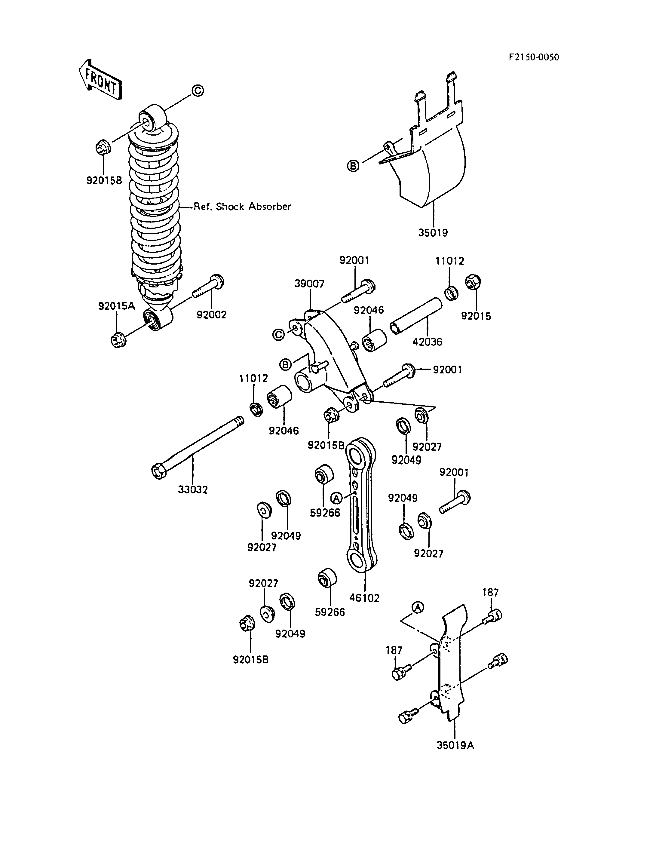 SUSPENSION POUR KX60 KX60 B1 VERT 1985