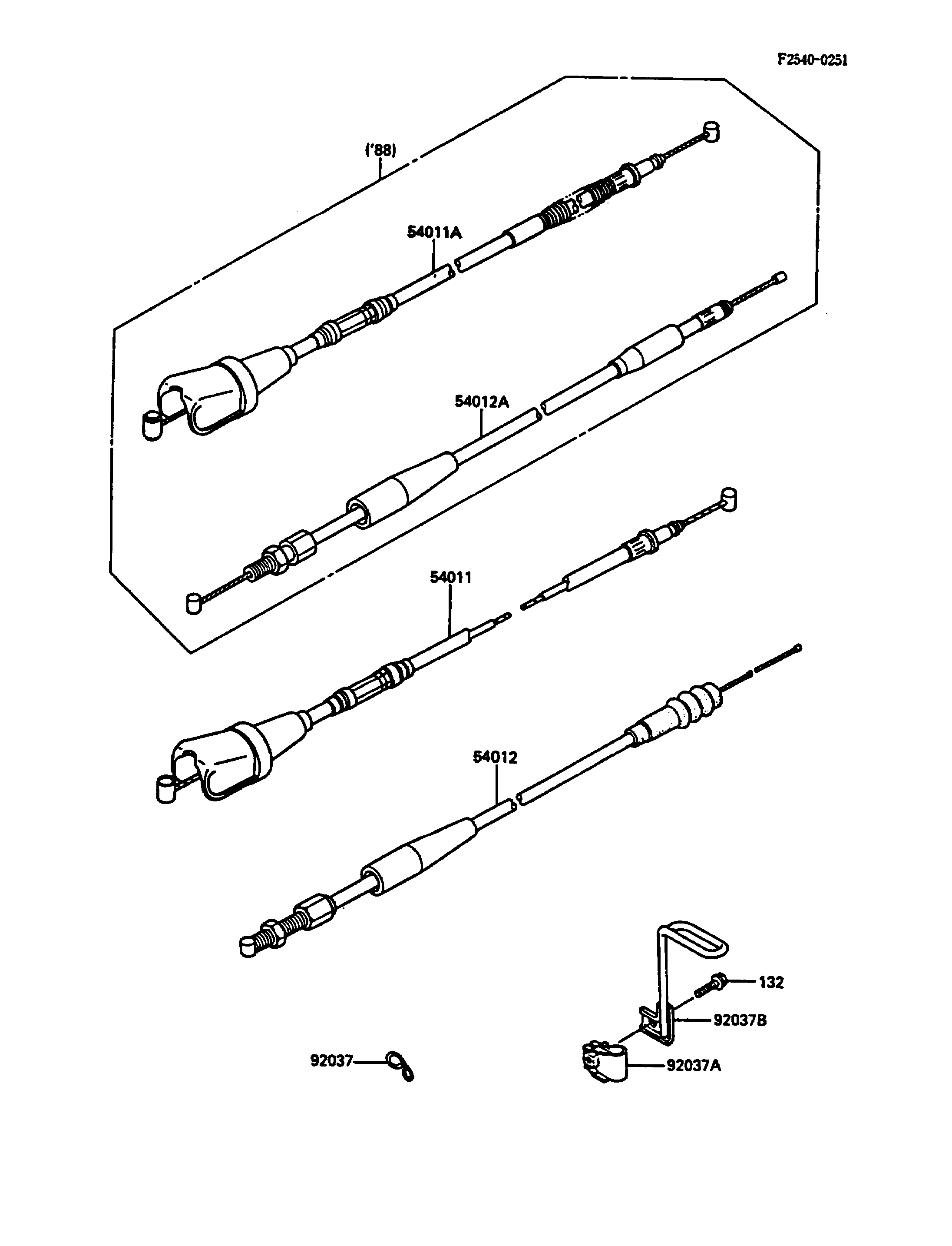 CABLES POUR KDX200 KDX200 C1 VERT 1986