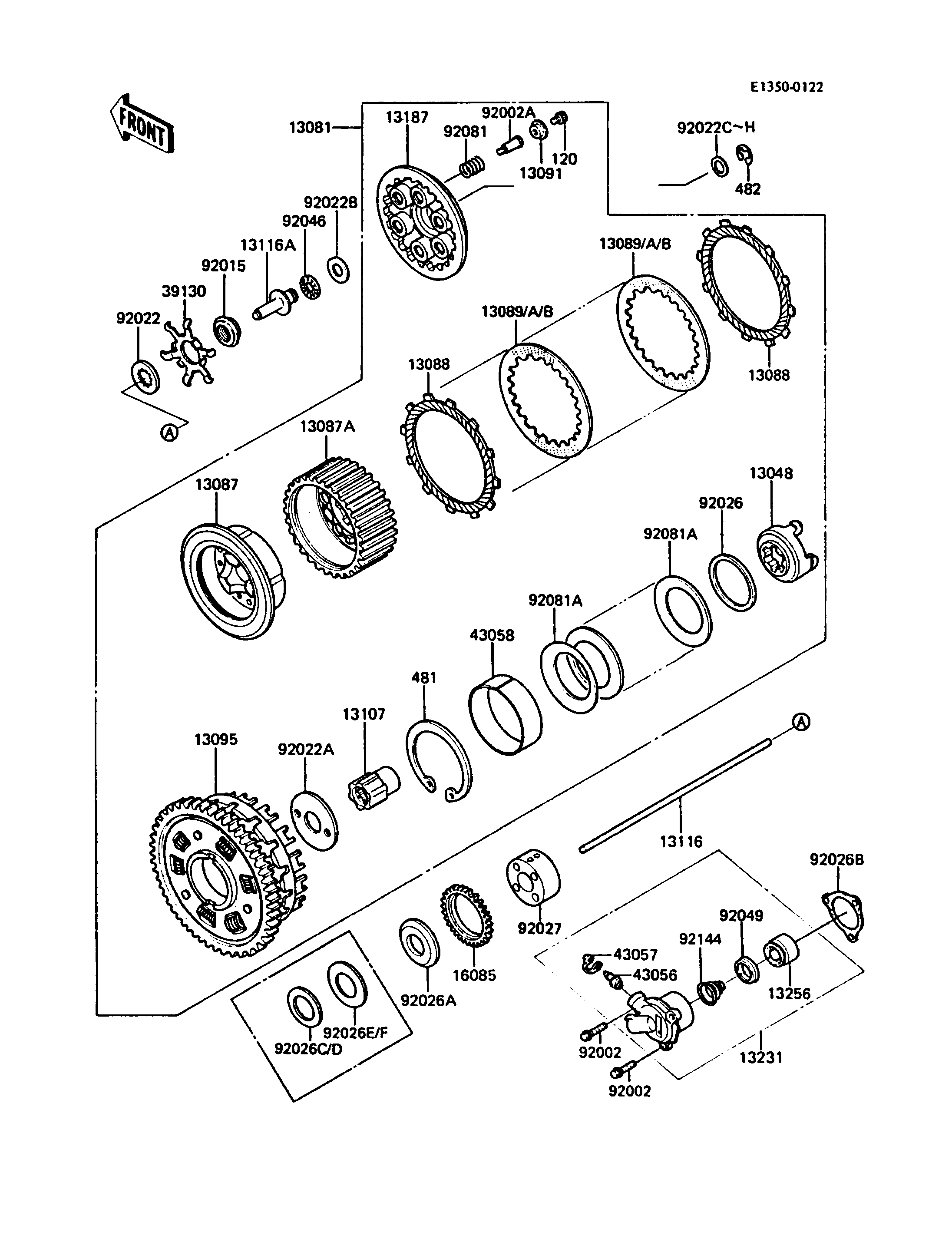 EMBRAYAGE POUR 1000GTR ZG1000 A1 GRIS 1986 EUROPE