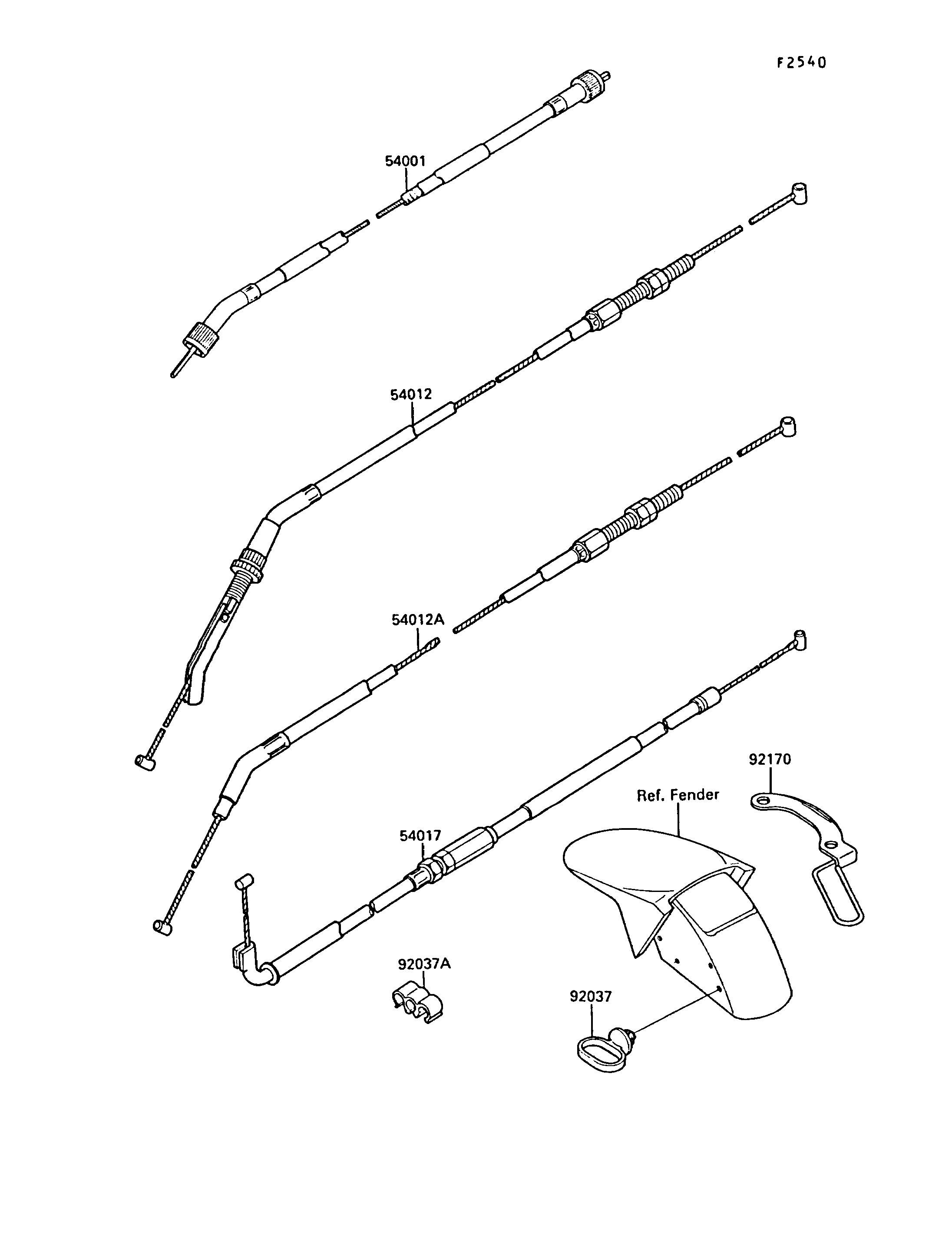 CABLES POUR GPX750R ZX750 F1 BLANC 1987 EUROPE