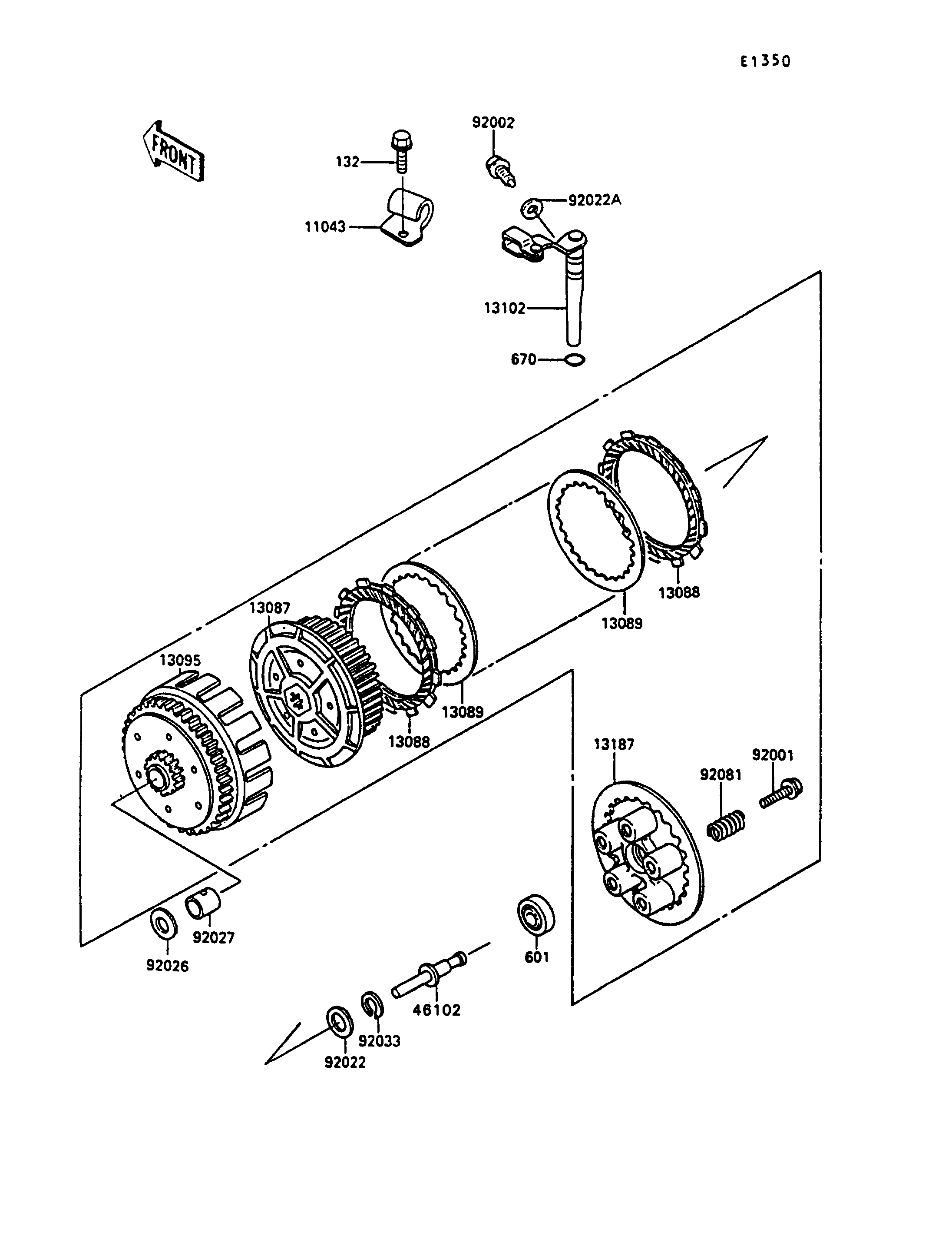 EMBRAYAGE POUR KLR250 KL250 D4 BLANC 1987 EUROPE