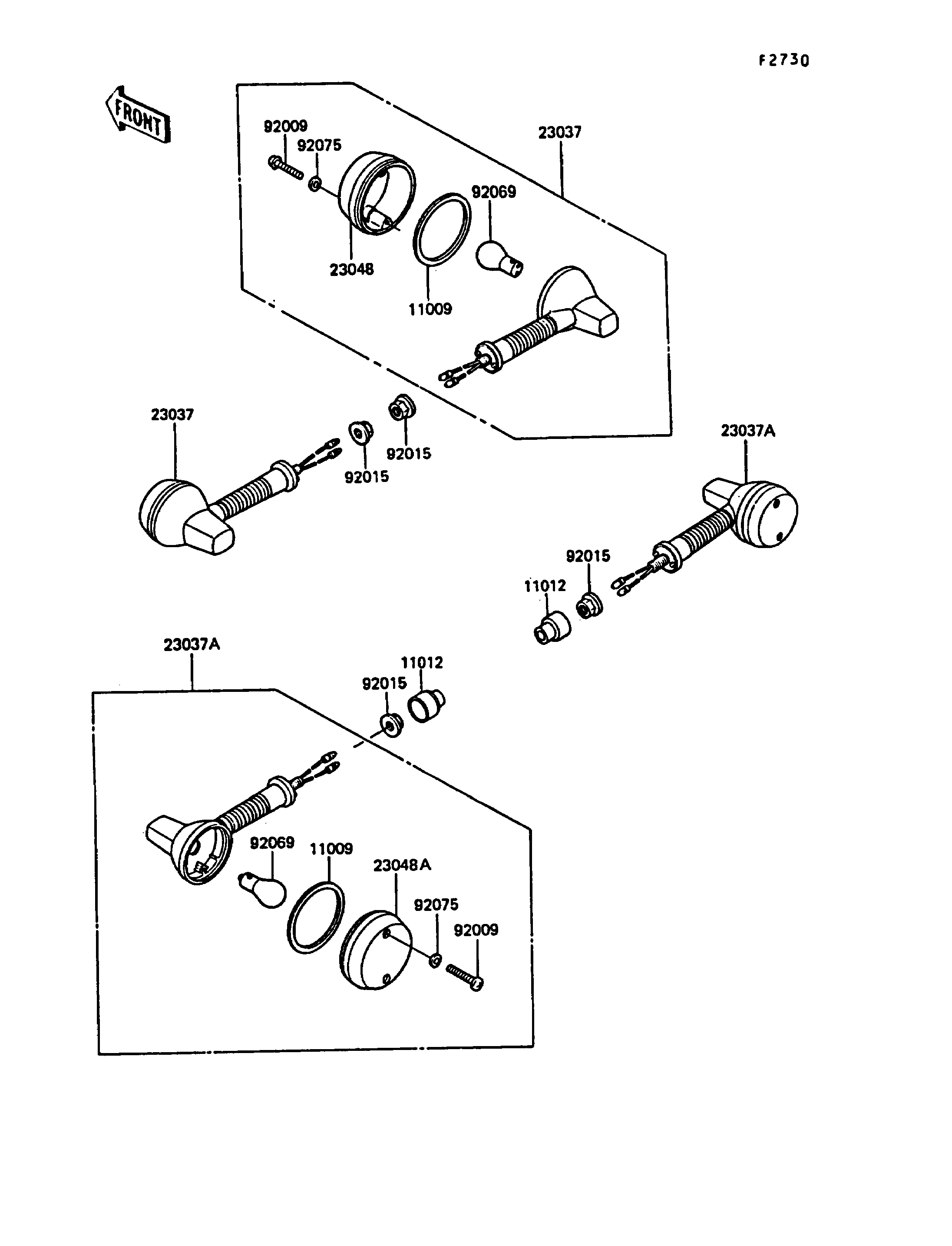 CLIGNOTANTS POUR KLR650 KL650 A1 BLANC 1987 EUROPE