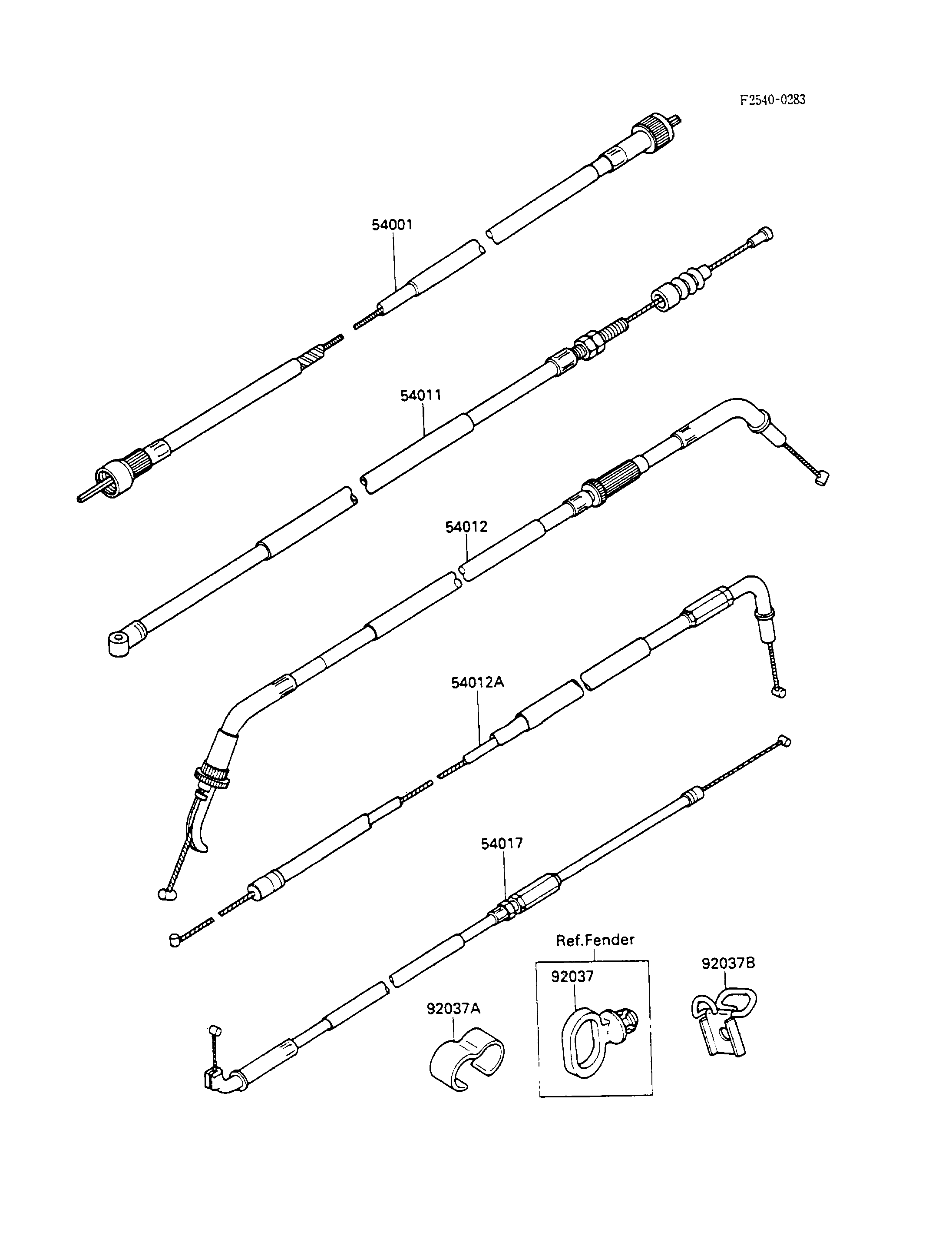 CABLES POUR GPX600R ZX600 C1 BLANC 1988 EUROPE