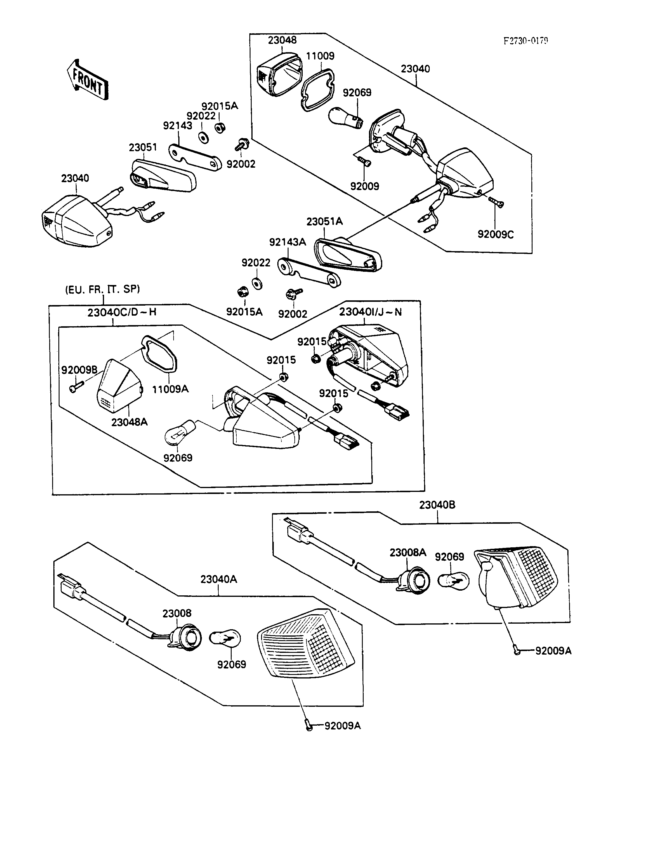 CLIGNOTANTS POUR GPX600R ZX600 C1 BLANC 1988 EUROPE