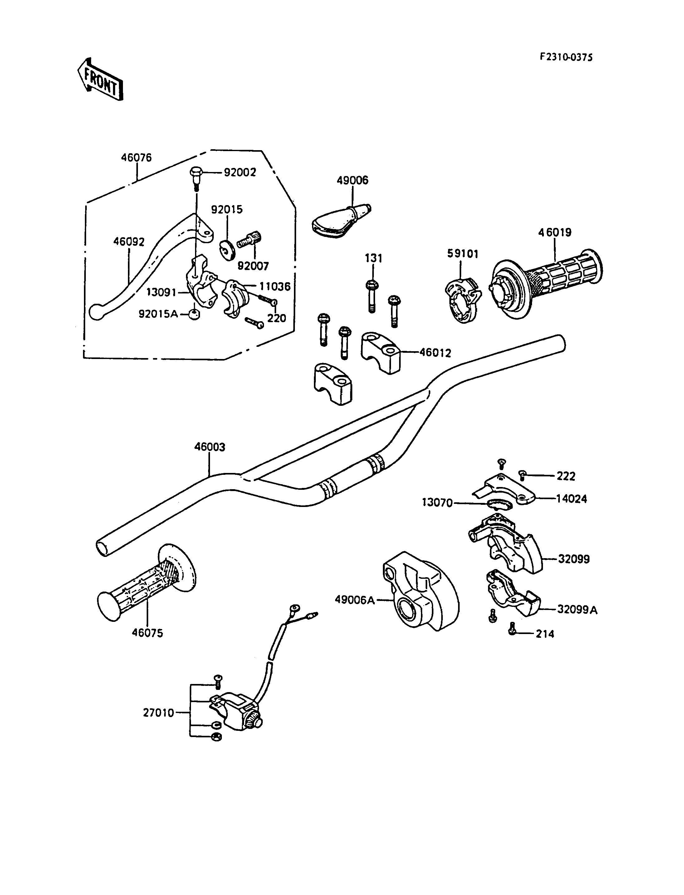 GUIDON POUR KX80 KX80 N1 VERT 1988