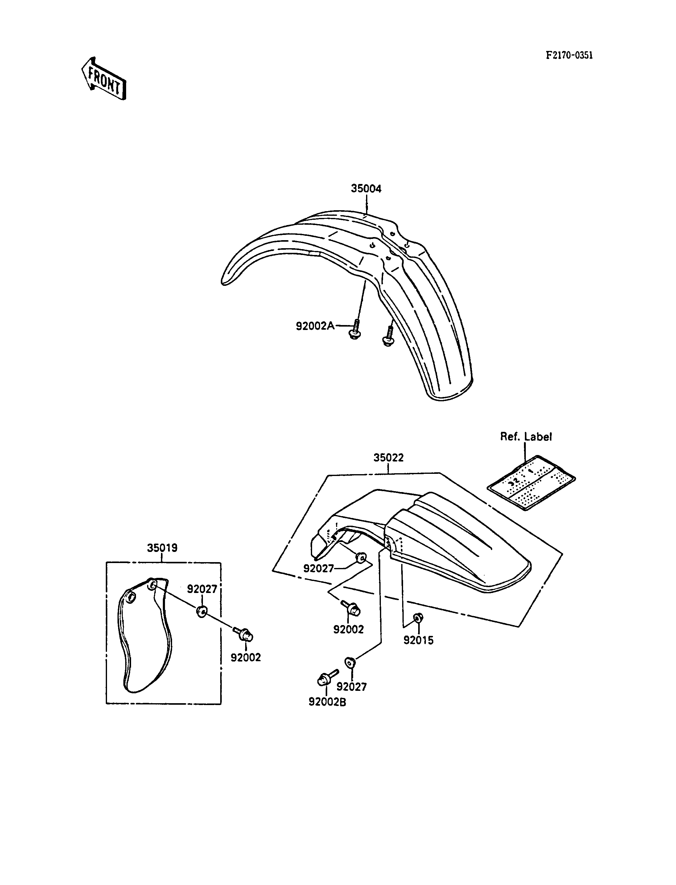 GARDE BOUE POUR KX80 KX80 N1 VERT 1988