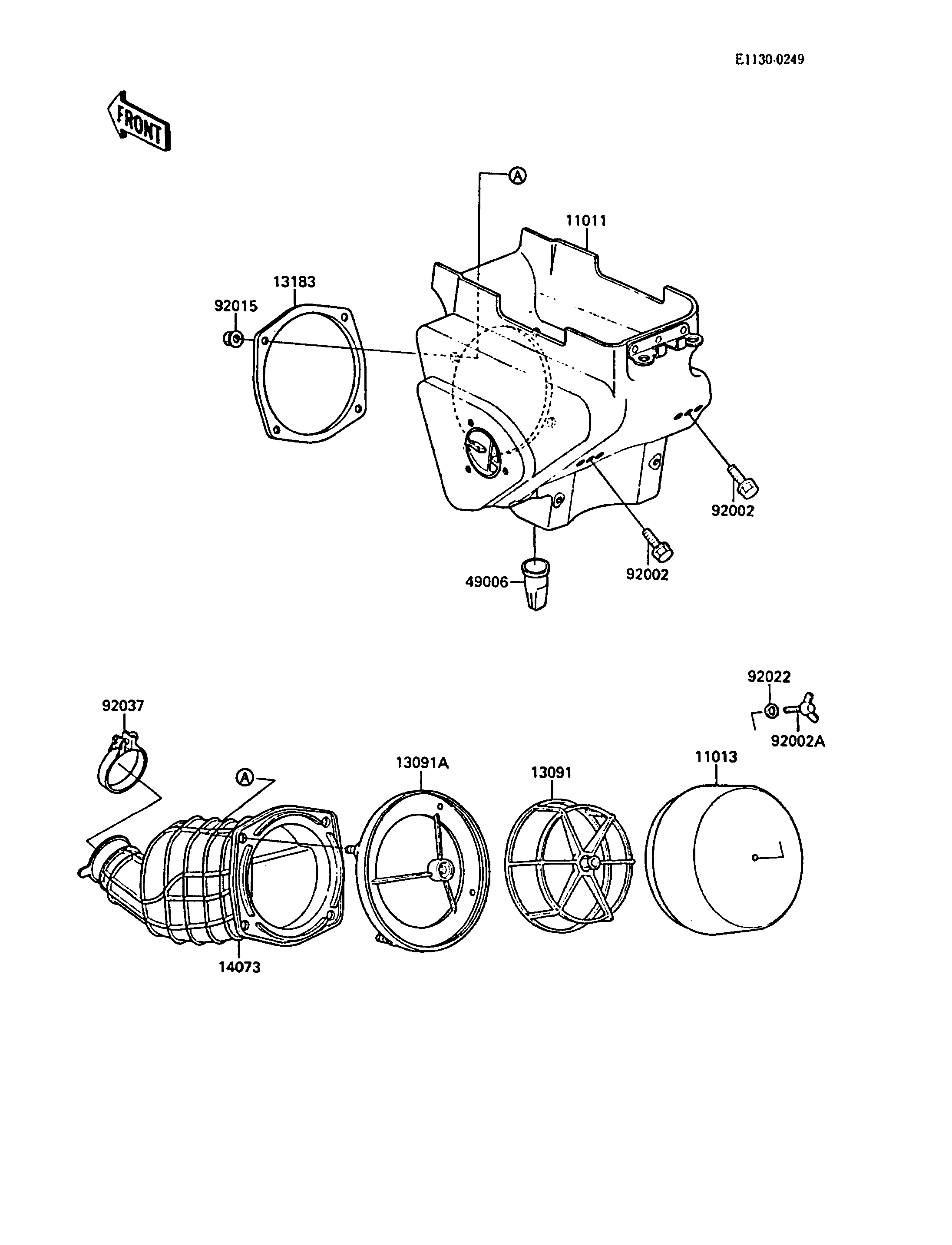 FILTRE A AIR POUR KX125 KX125 F1 VERT 1988