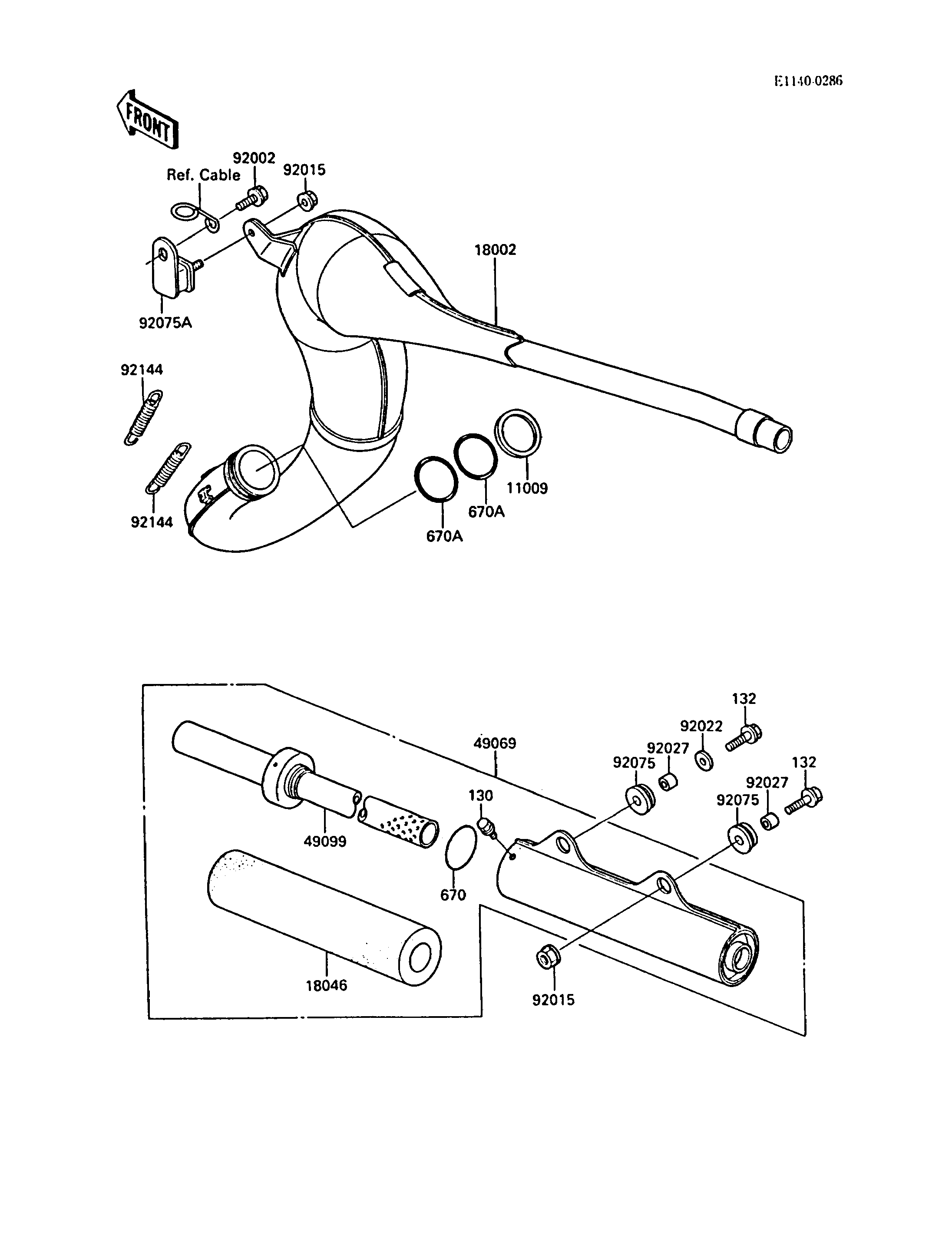 ECHAPPEMENT POUR KX125 KX125 F1 VERT 1988