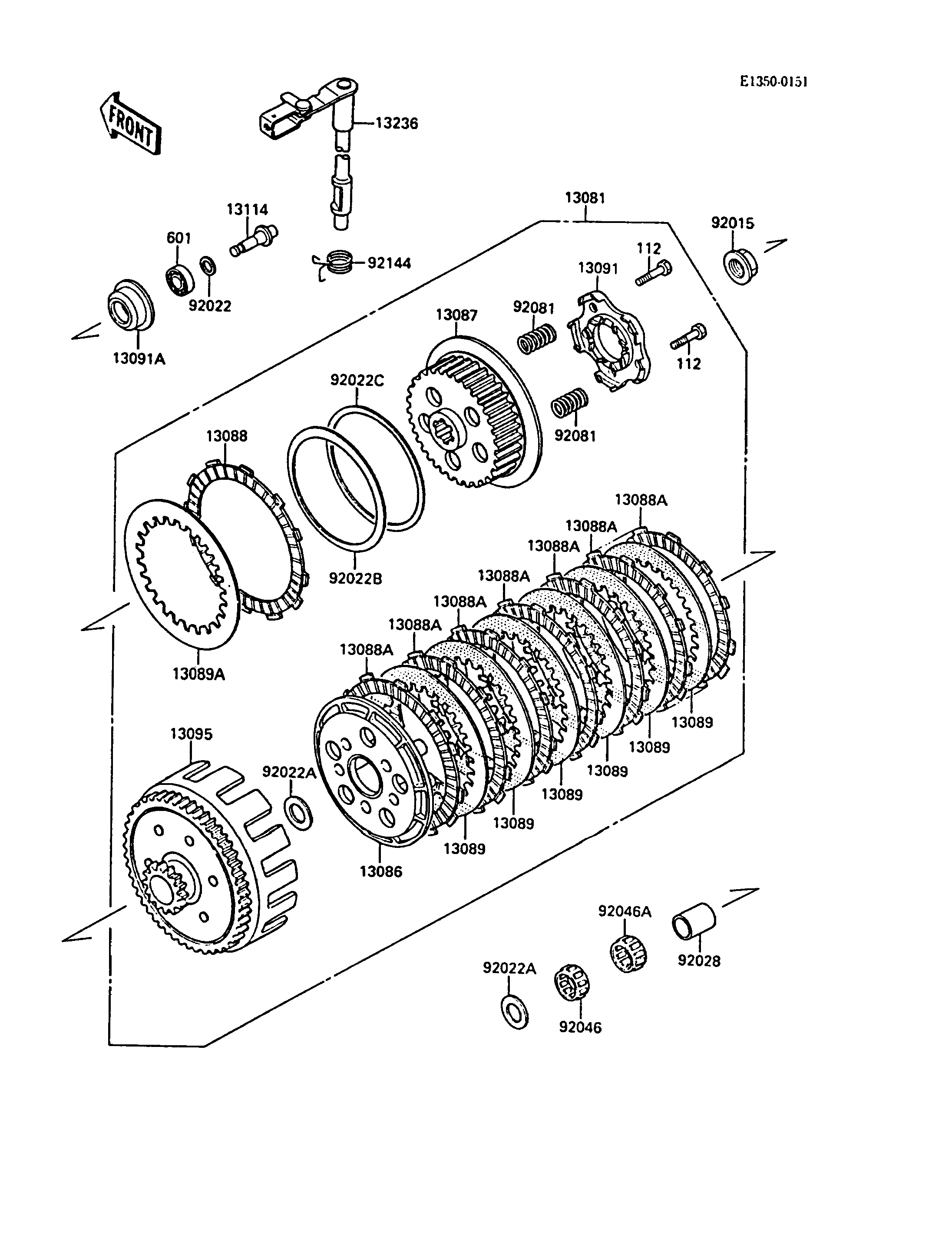 EMBRAYAGE POUR KX125 KX125 F1 VERT 1988